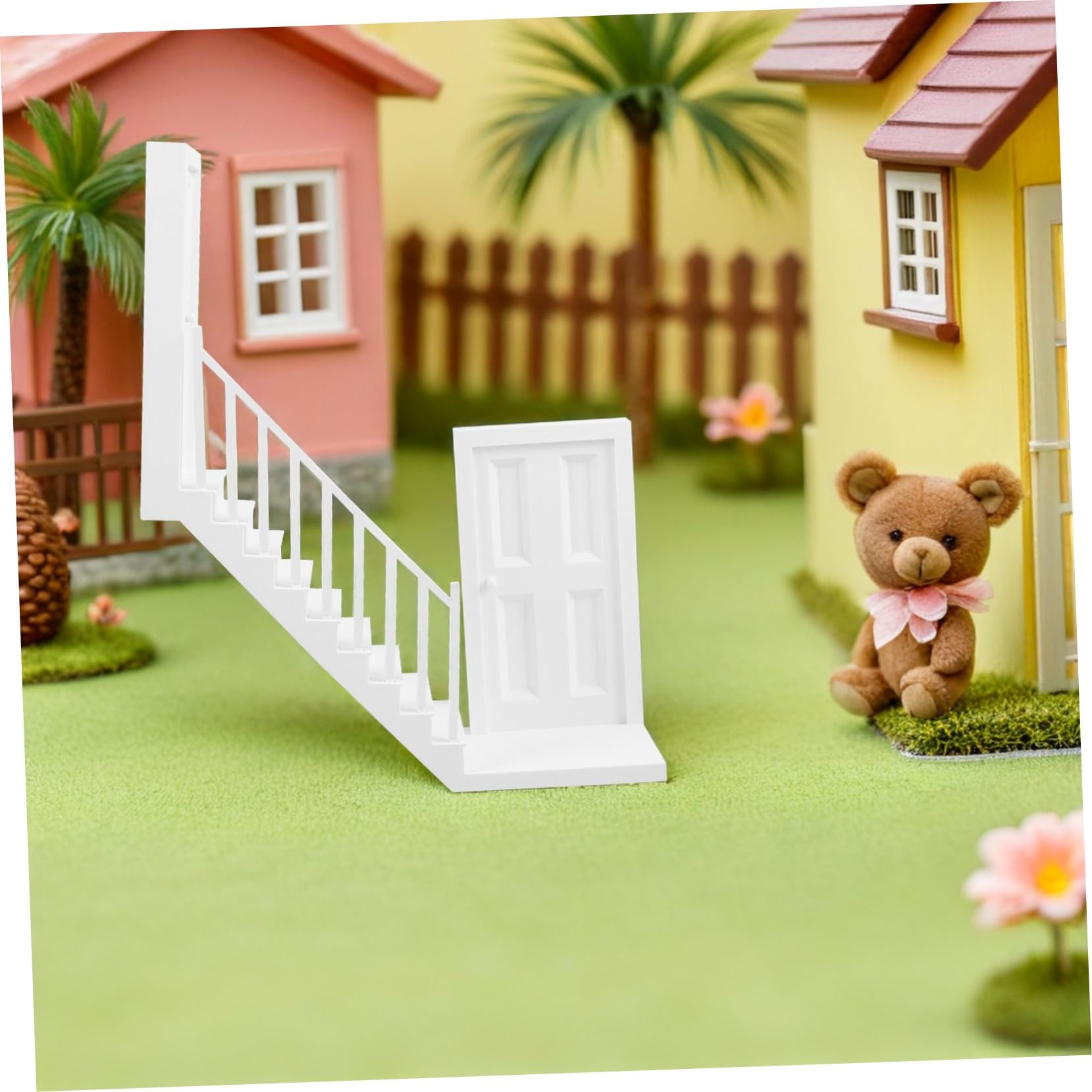 Mini Scala Angolare per Casa delle Bambole in Plastico Bianco