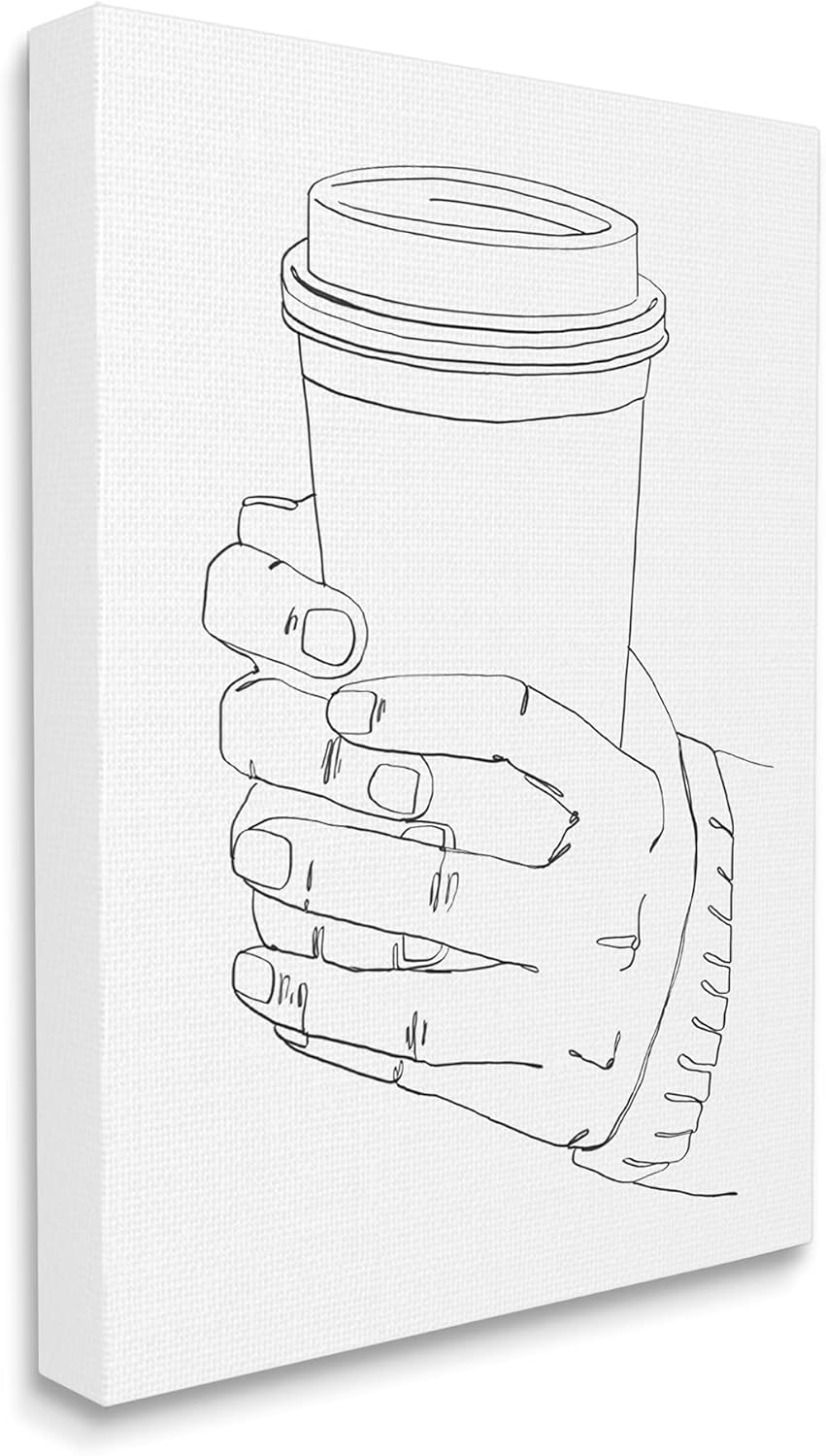 Stupell Industries Firm Hands on Coffee Cup Minimal Line Drawing