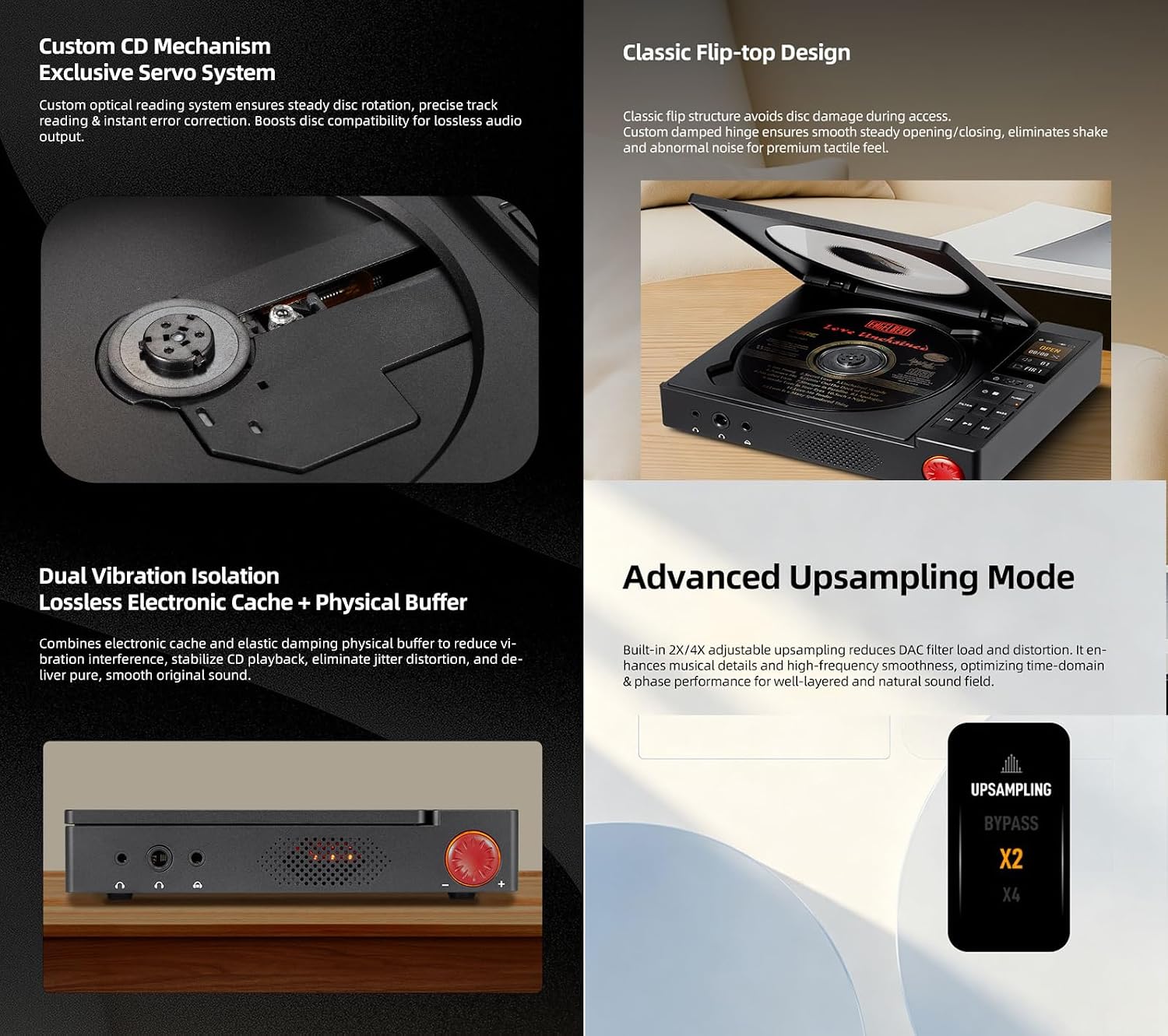 xDuoo CDM-10 Portable HiFi CD Player 3.5/6.35/4.4mm Headphone Out