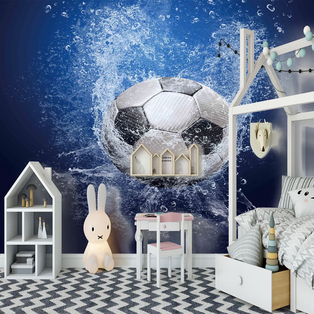 Tapisserie photo football 3D moderne papier peint intissé bleu salon