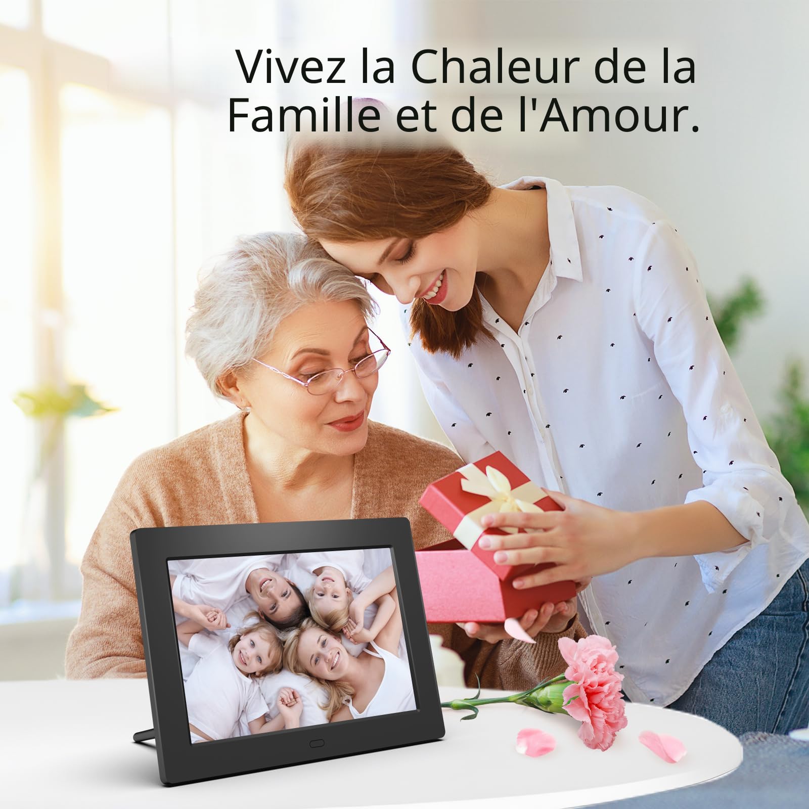 Cadre Photo Numérique 7 Pouces - Lecteur Photo, Vidéo, Musique, Avec Horloge Et Calendrier