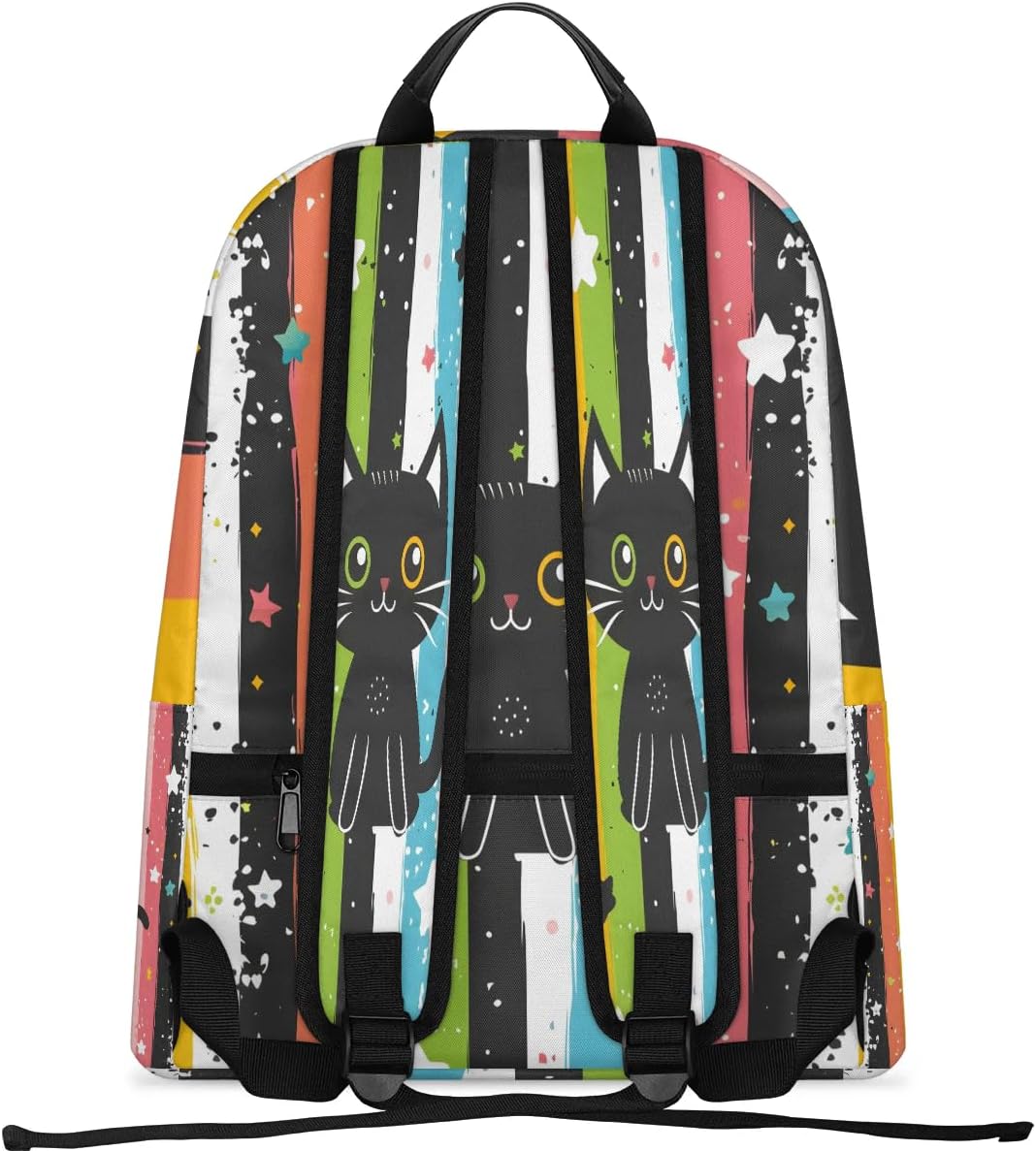 Black Cat Kids Backpack for Girls Teens Rainbow Cute Cat Elementary Primary Middle School Bags Cute Backpack Waterproof Casual Daypack