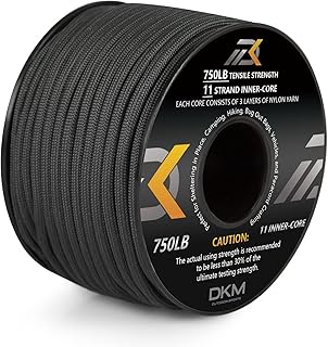 750lb Paracord Cord 11 Strand Inner-Core Nylon Tactical Parachute Cord 750lb for Camping Hiking Outdoor DIY Survival Emergency Cord Paracord Lanyard