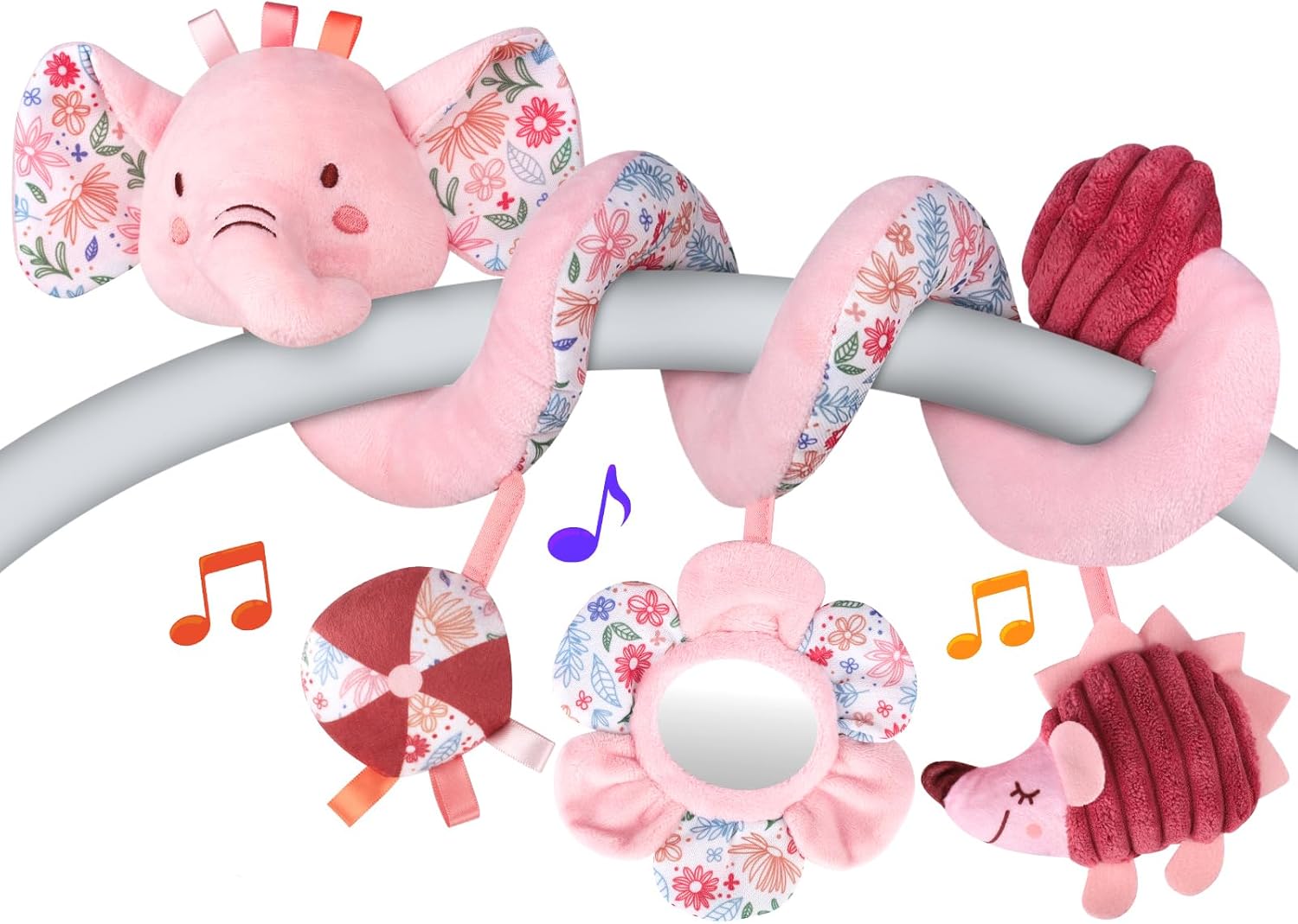 Hanging Car Seat Toys, Spiral Crib & Stroller Activity Toys with Rattles for Babies 0-6 Months, Baby Car Seat Accessories Toy for Developing Sensory & Motor Skills, Ideal Gift for Newborn Infant