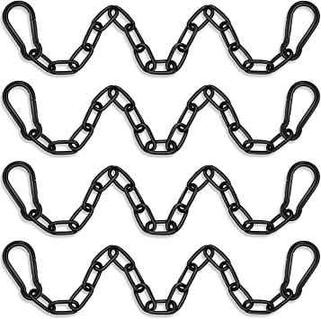4 Pack Hanging Swing Chain with 8 Carabiners 25.6in, 660LB Capacity Heavy Duty Hammock Hardware Kit for Punching Bags, Swing Chairs, Indoor & Outdoor Gym Black, 25.6in, 4pcs