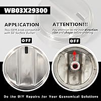 Vista 2 de WB03X29300 Reemplazo de perilla de quemador de superficie superior de acero inoxidable para GE Range OEM, piezas de perilla en forma de D de control