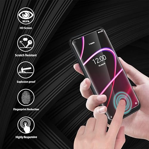 Miniatura 2 de Orzero Paquete de 3 protectores de pantalla de vidrio templado compatible con T-Mobile Revvl 5G versión 2020, 9 durezas HD antiarañazos (no