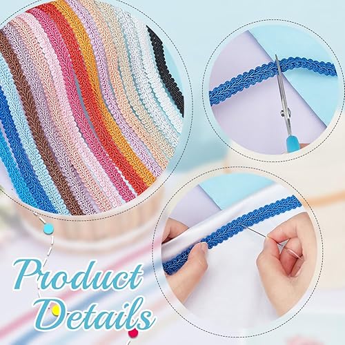 Miniatura 4 de PH PandaHall 34 yardas, cordón trenzado de poliéster tejido de poliéster para coser a mano, manualidades, disfraces, decoración del hogar, 38