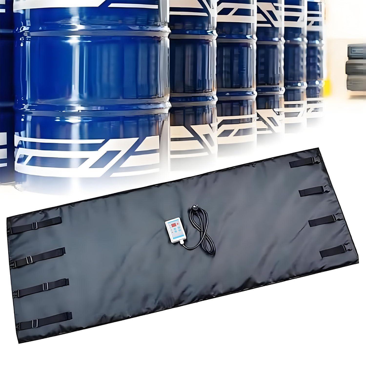 200L/1000L Insulated Drum Heating Blanket,for Oil Drums IBC Barrel Heater Adjustable Temp 0~120℃/0~150℃(Black,1000L150°)