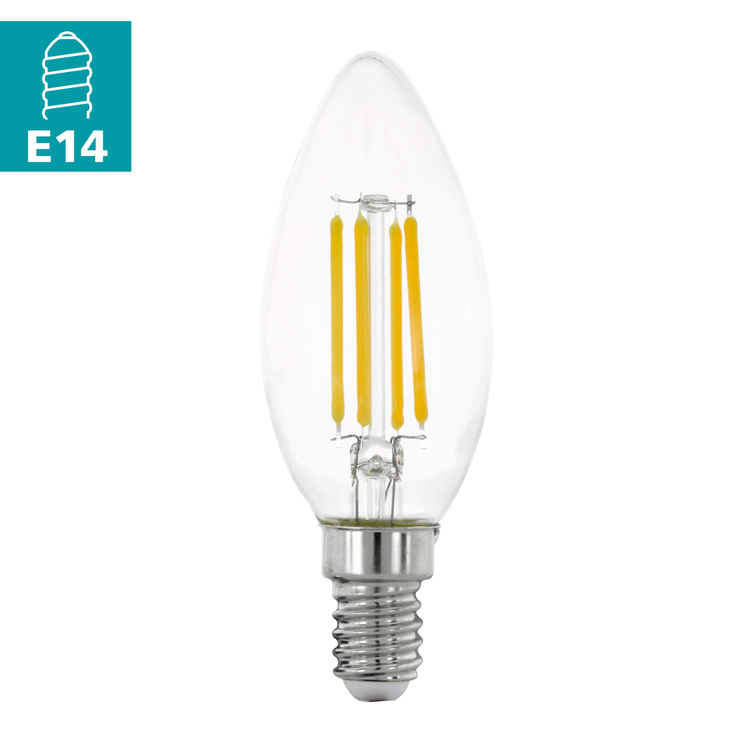 Eglo LED Filament Candle Light Bulb, E14 Edison lamp for Retro Lighting 4 watt (Equivalent to 40 watt), 470 Lumen - Image 2