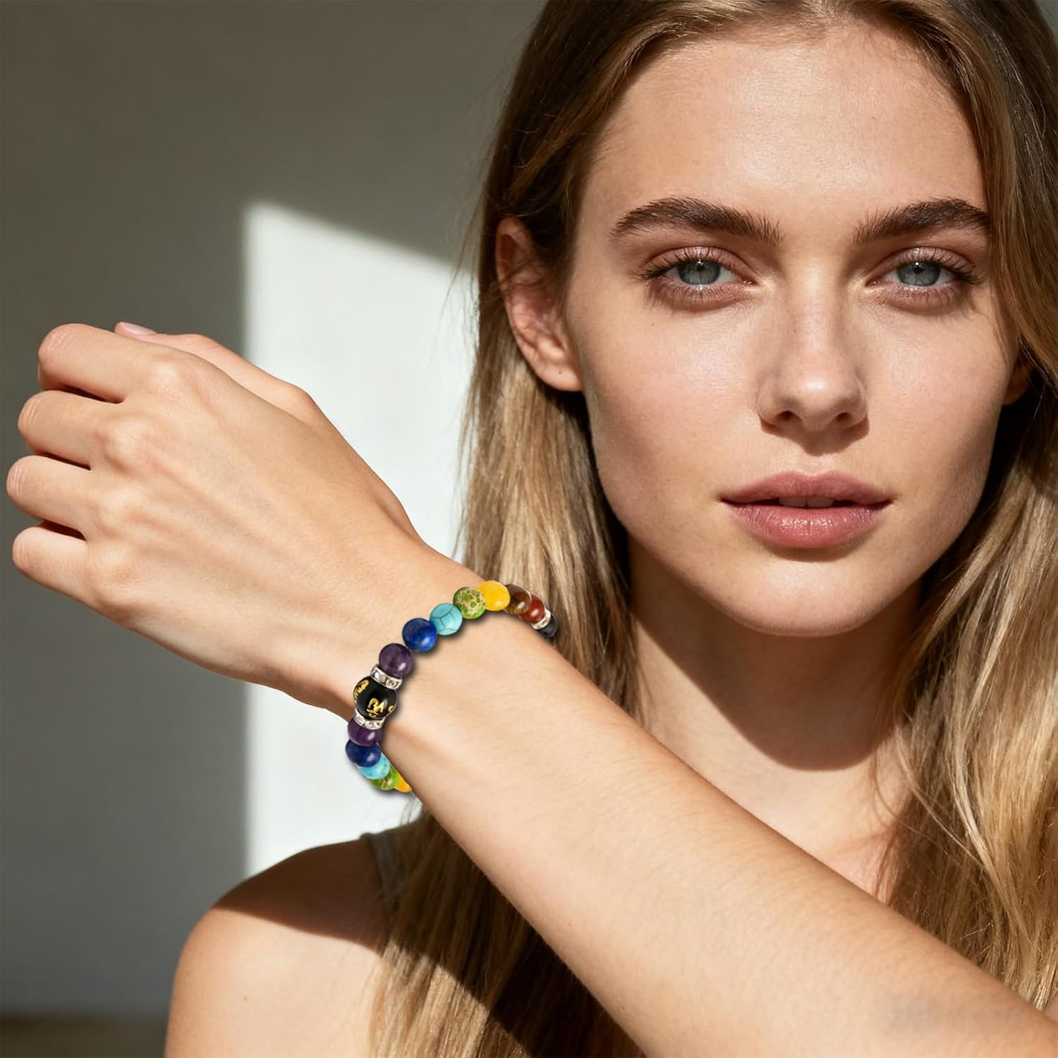 Chakra Bracelet for Women Natural Stone Healing Crystal Bracelet Crystal Anxiety Relief Bracelets for Meditation Relaxation Inspirational Jewelry Gift - Image 2