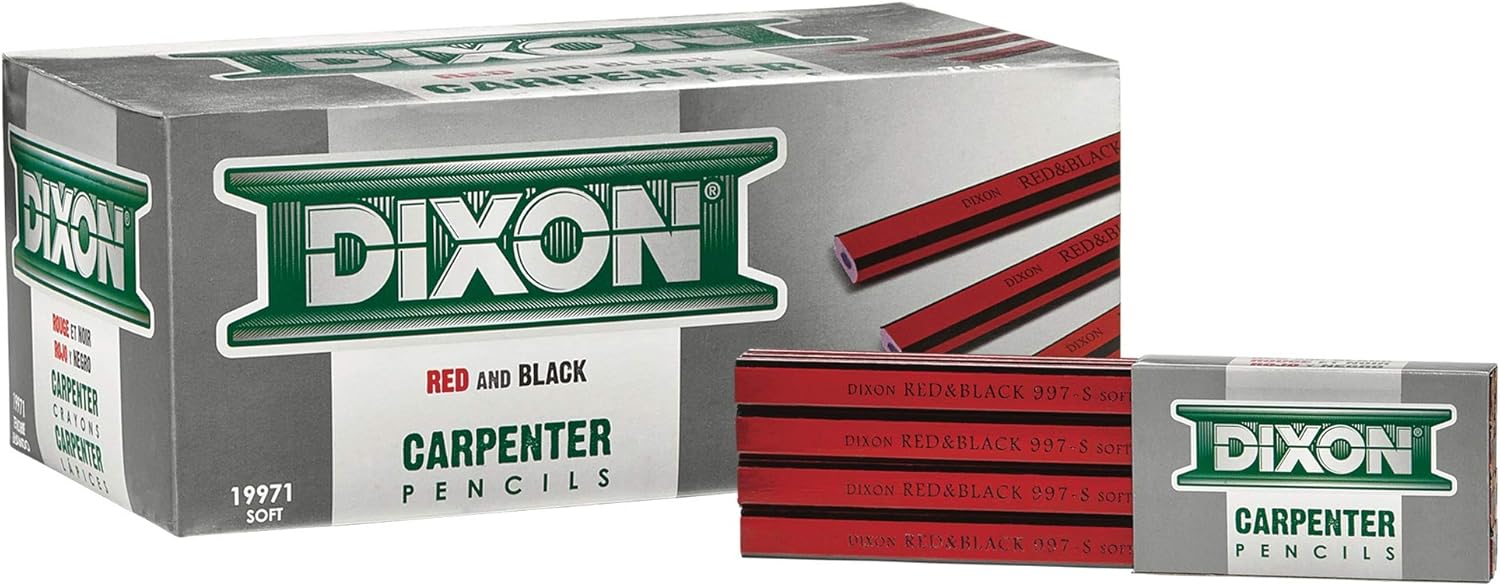 DIXON Industrial Carpenter Pencils, Soft Graphite Core, Red/Bla