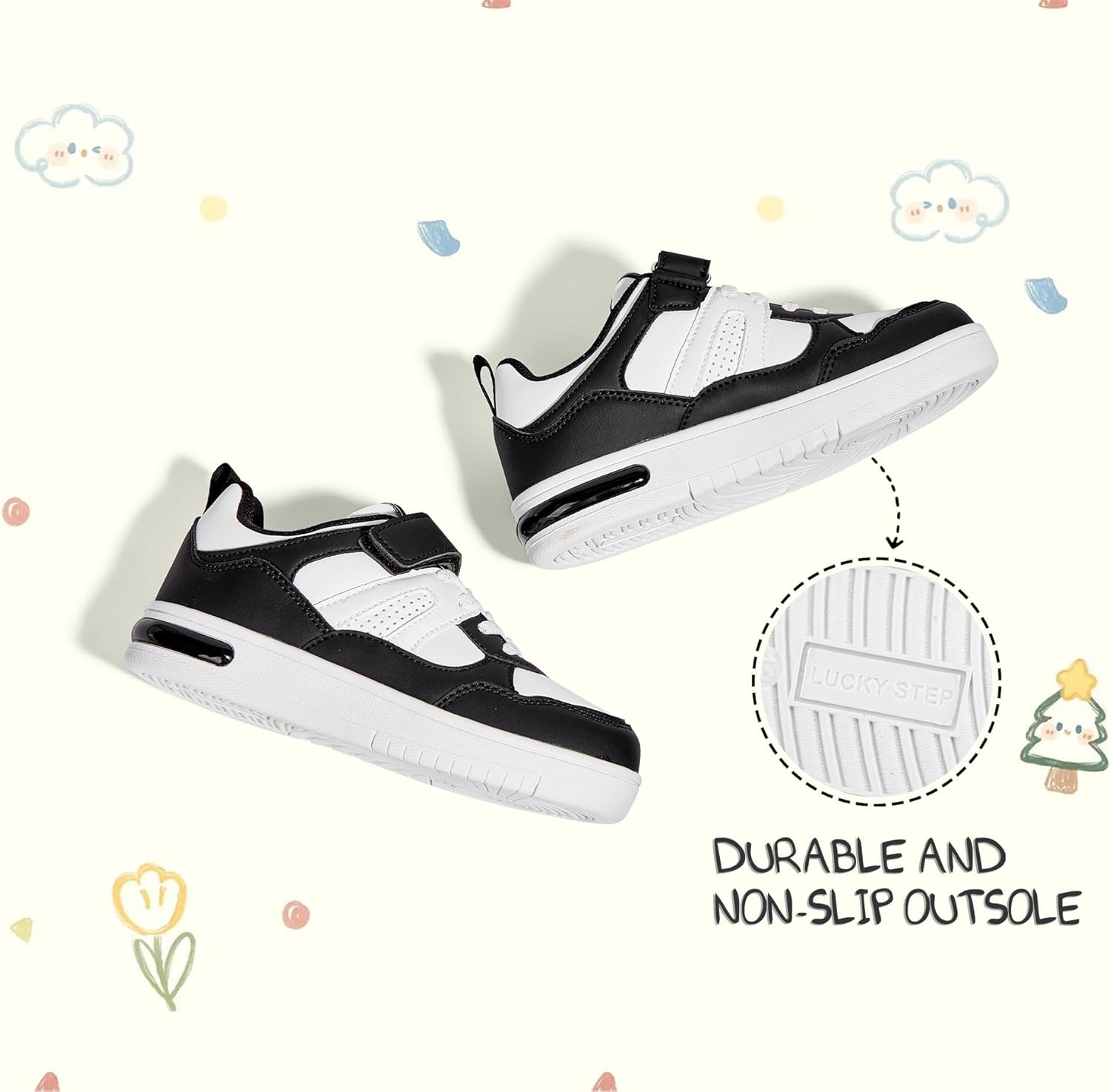 LUCKY STEP Kid's Sneakers School Running Loafers Low Top Walking Tennis Casual Shoes Strap Athletic Fashion Sneakers for Children/Boys/Girls - Image 6