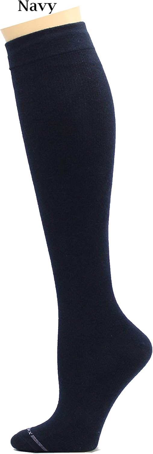 REXX 3 Pairs Women's Knee-high Therapeutic Graduated Anti-Fatigue 8-15mmHg Combed Cotton Compression Socks