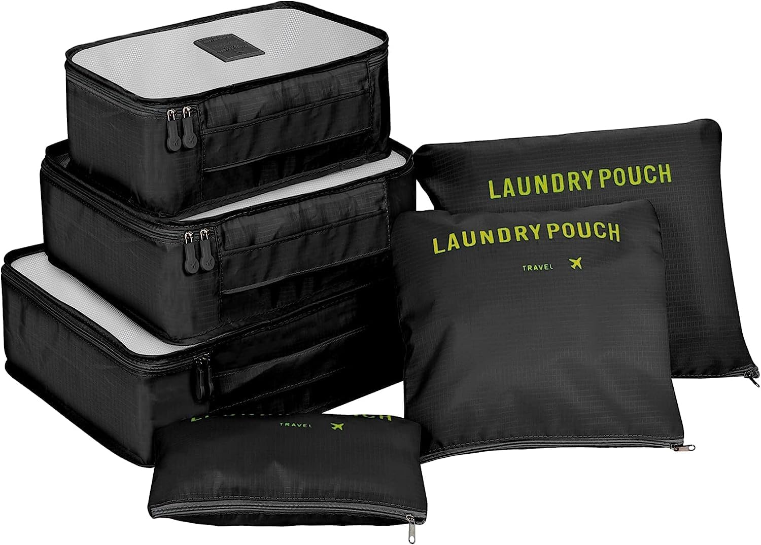BESTOTTAM 6 in 1 Polyester Secret Pouch Travel Bag Packing Cubes Laundry Bag with Undergarments & Cloth Storage Organizer Travelling Set/Suitcase Cloth Cube Bag (6 PC SET BLACK)-image-31