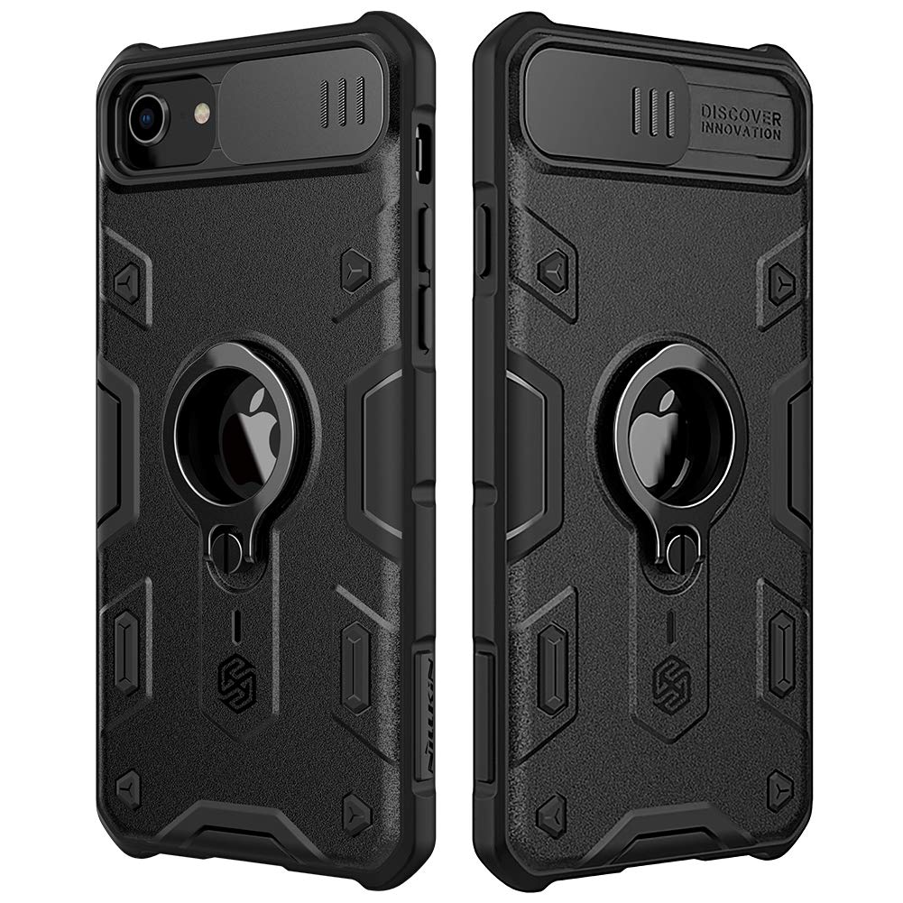 Nillkin Armor iPhone SE/iPhone 8/iPhone 7 Case, [Built-in Kickstand and Camera Lens Protector] Shockproof Hard PC Back & Soft Silicone Bumper Hybrid Cover Phone Case for iPhone SE 2nd 4.7''
