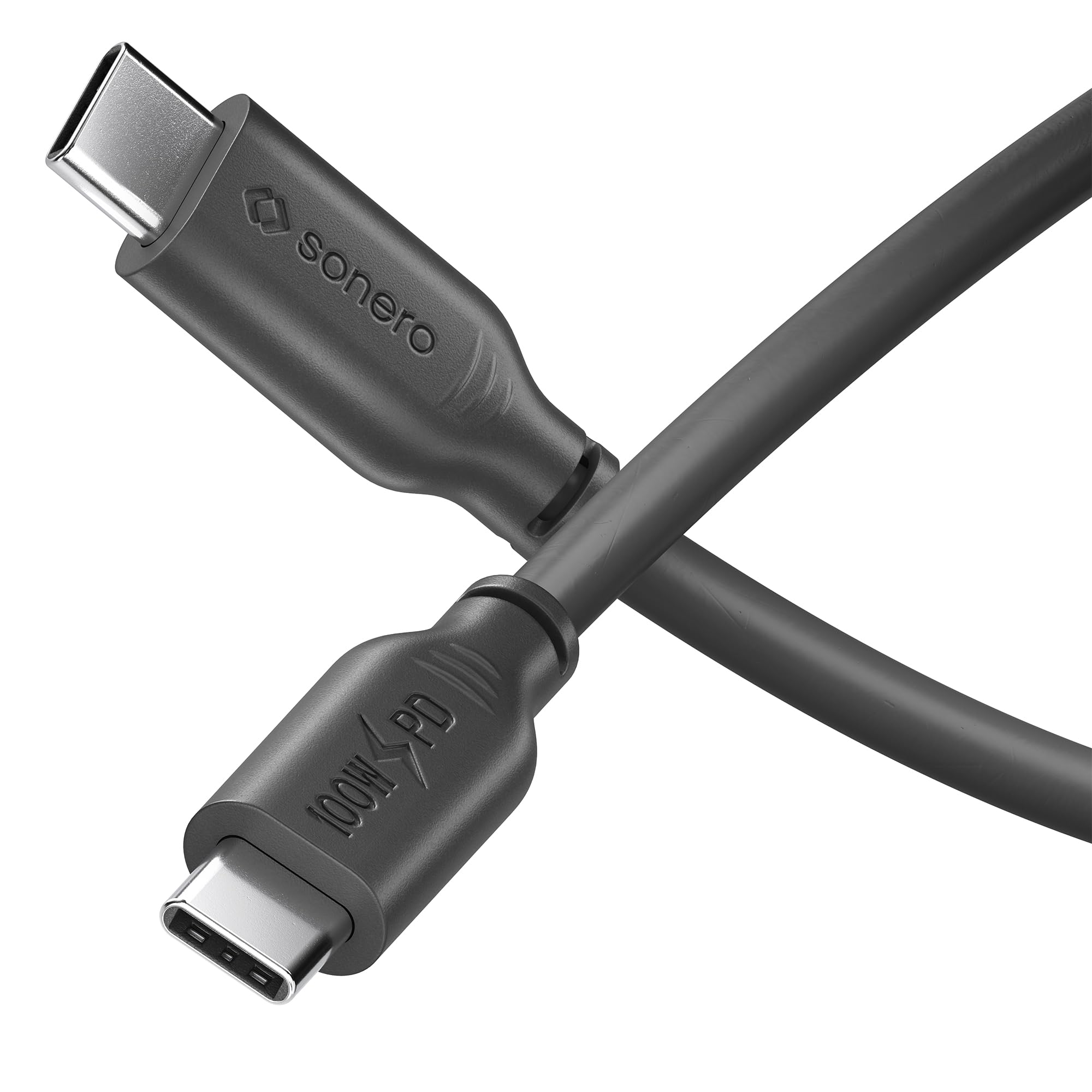 Sonero® USB-C Ladekabel, Handy-Ladekabel, Schnellladekabel, Kabel Typ C, USB 2.0, 100W PD, schwarz, 1,50m