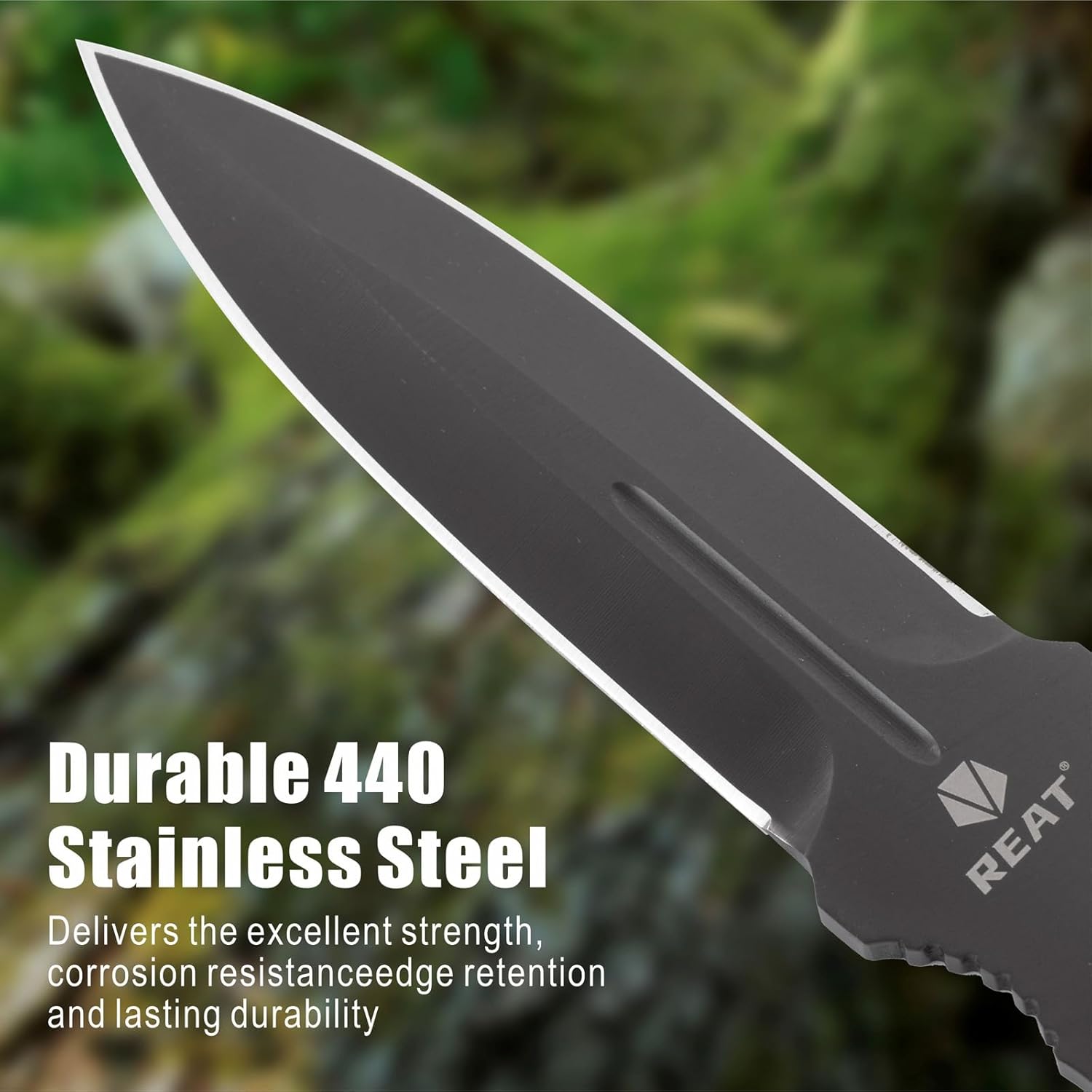 REAT Throwing Knives Set - 3 Piece, 9.5" Heavy Duty Throwing Knife with 440 Stainless Steel, Includes Sheath for Safe Storage,Ninja Kunai Knife for Competition,Training,Recreation,Gifts for Men Women