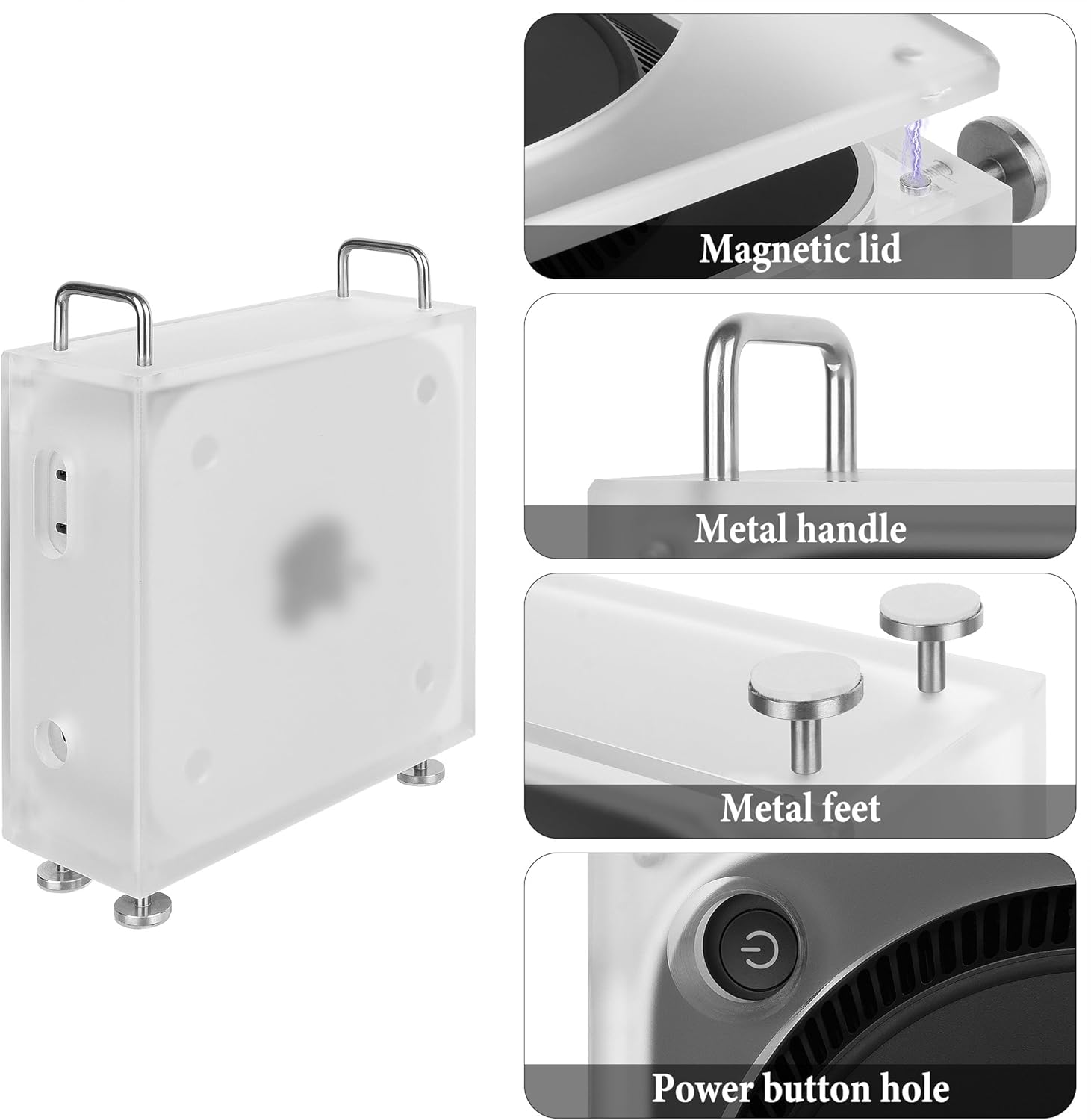 Geekria Chassis Stand, Acrylic Computer Case Holder, Compatible with Apple 2024 Mac mini M4 / M4 Pro Mount, Desktop Accessories, Optimized Heat Dissipation (Frosted)