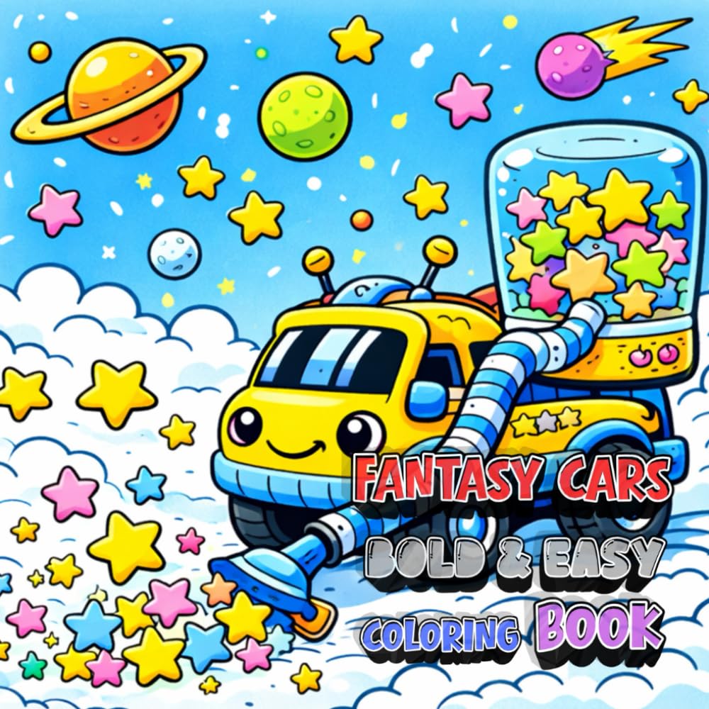 Fantasy Cars Coloring Book Bold & Easy for Kids: Bold & Easy Fun Cute Cars, Monster Trucks, and Magical Vehicles to Spark Imagination (Vehicle Coloring Book – Bold & Easy Series)