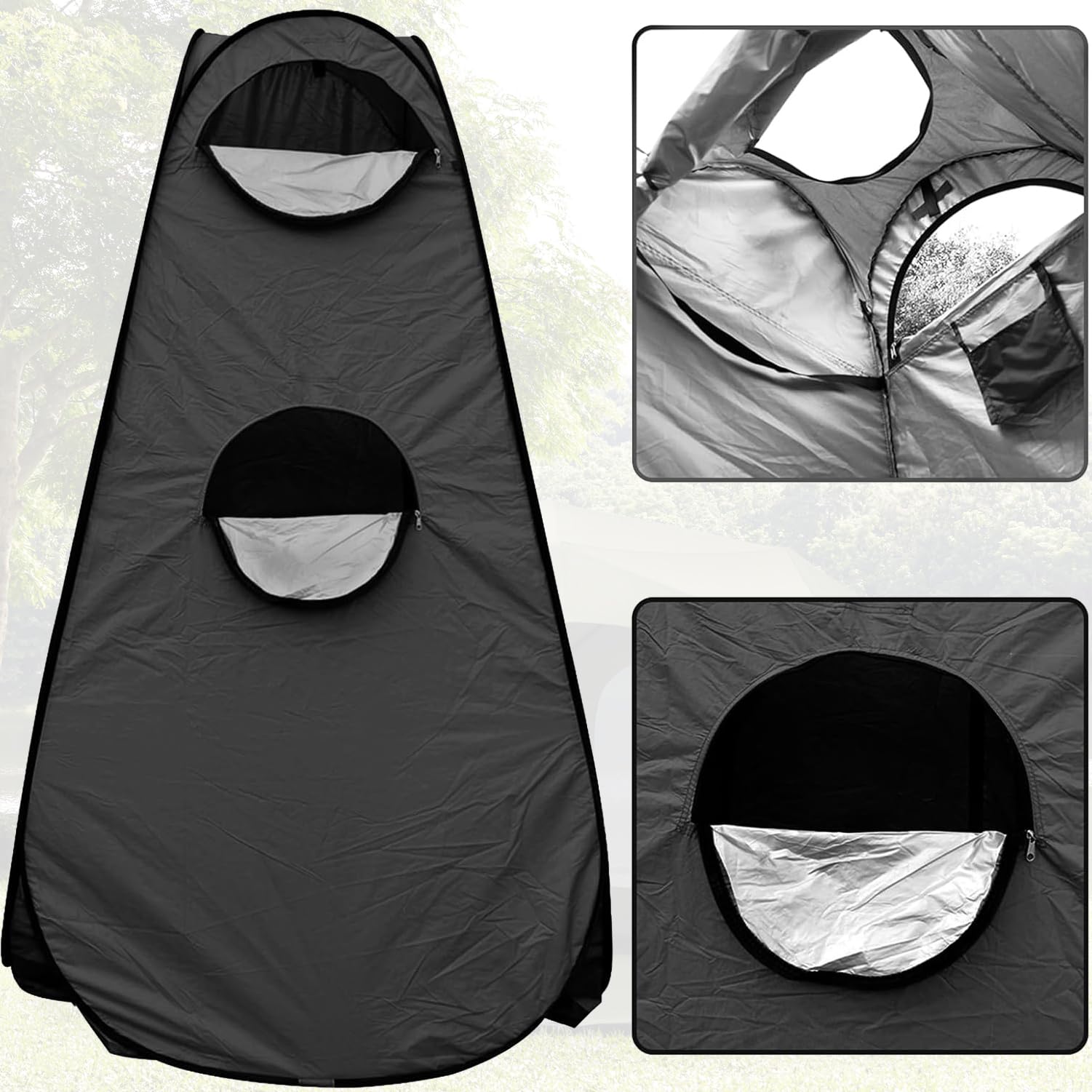 Taeku Pop-Up Toilettenzelt, Großer Sichtschutz Umkleideraum, Tragbarer Sonnenschutz Überdachungs Regenschutz für Außendusche, Toilette und Umkleideraum (Schwarz)