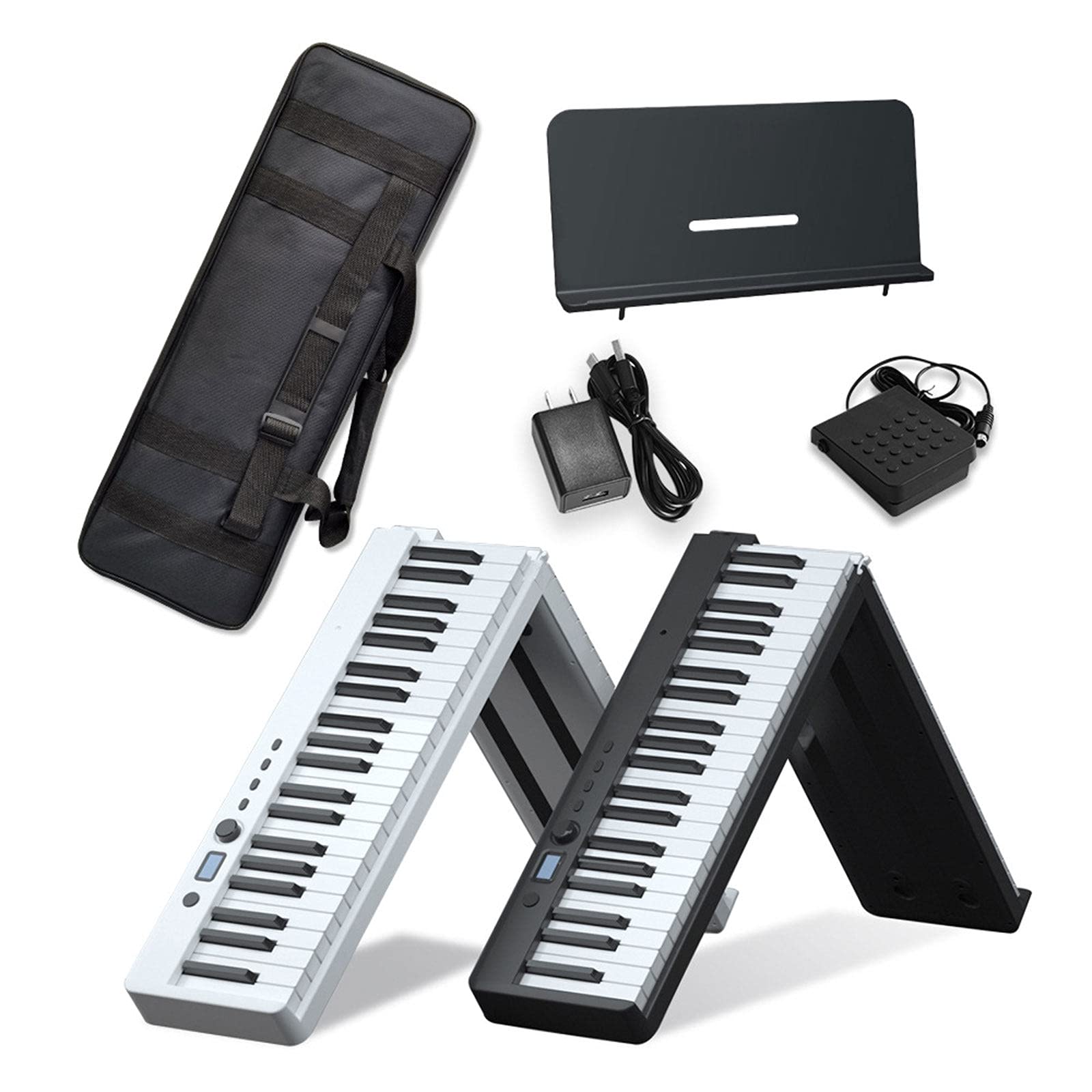 88 Piano Tastiera Pieghevole a Chiave, Piano elettronico Portatile, 128 ritmi per Pianoforte Digitale per Bambini Midi, Batteria Ricaricabile, Pianoforte Digitale Pieghevole per Principianti, Bambini