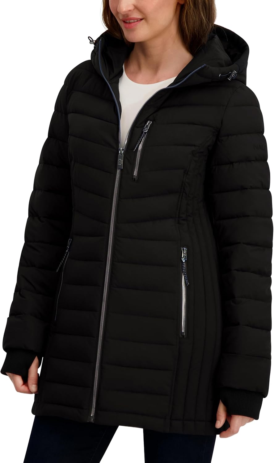 Nautica Women's Mid Length Packable Down Coat - Image 3