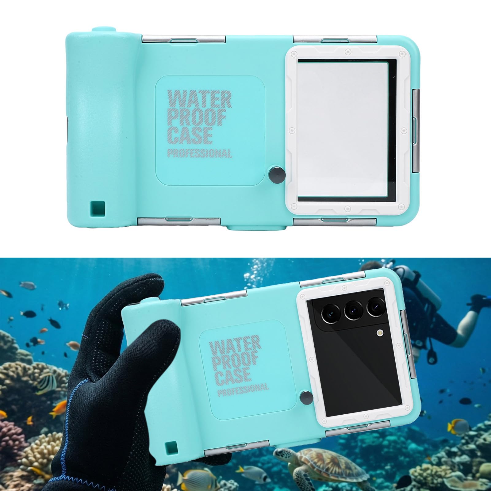 Sxhlseller Funda Universal para Teléfono de Buceo para S25 S24 S23 Ultra, Funda Impermeable Subacuática de 15 M IP68, para Teléfono de Snorkel para Fotos y Vídeos con Obturador de Volumen, (Azul y