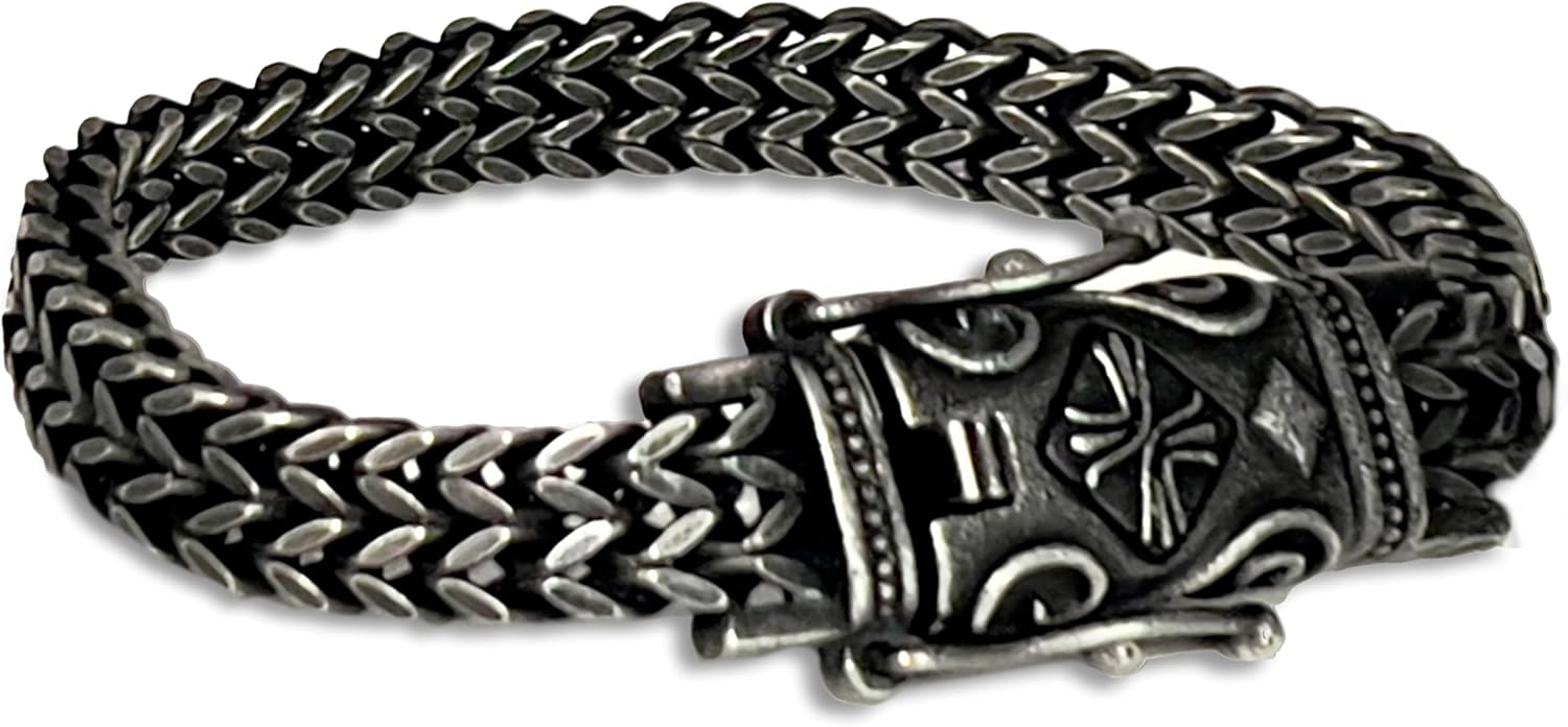 Stainless Steel Bracelets for Men 316L Surgical Steel Rugged Medieval Link Oxidized Steel Style Gunmetal Great Gifts for Men