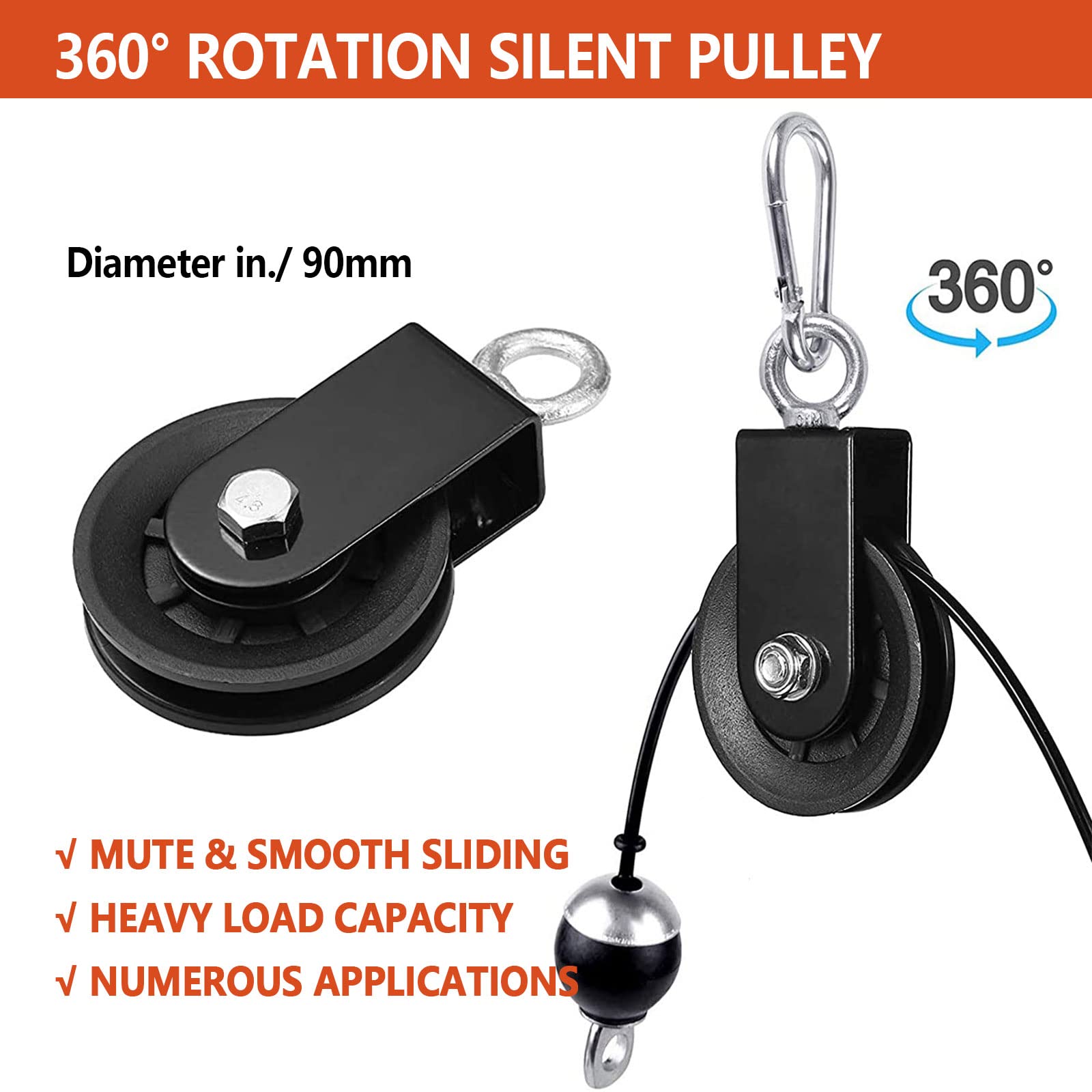 Cavo per fitness, braccio, allenamento della forza, bicipiti, attrezzo fai da te, accessorio per attrezzature sportive, attrezzi per il fitness, ruote per allenamento di forza (100 pollici)