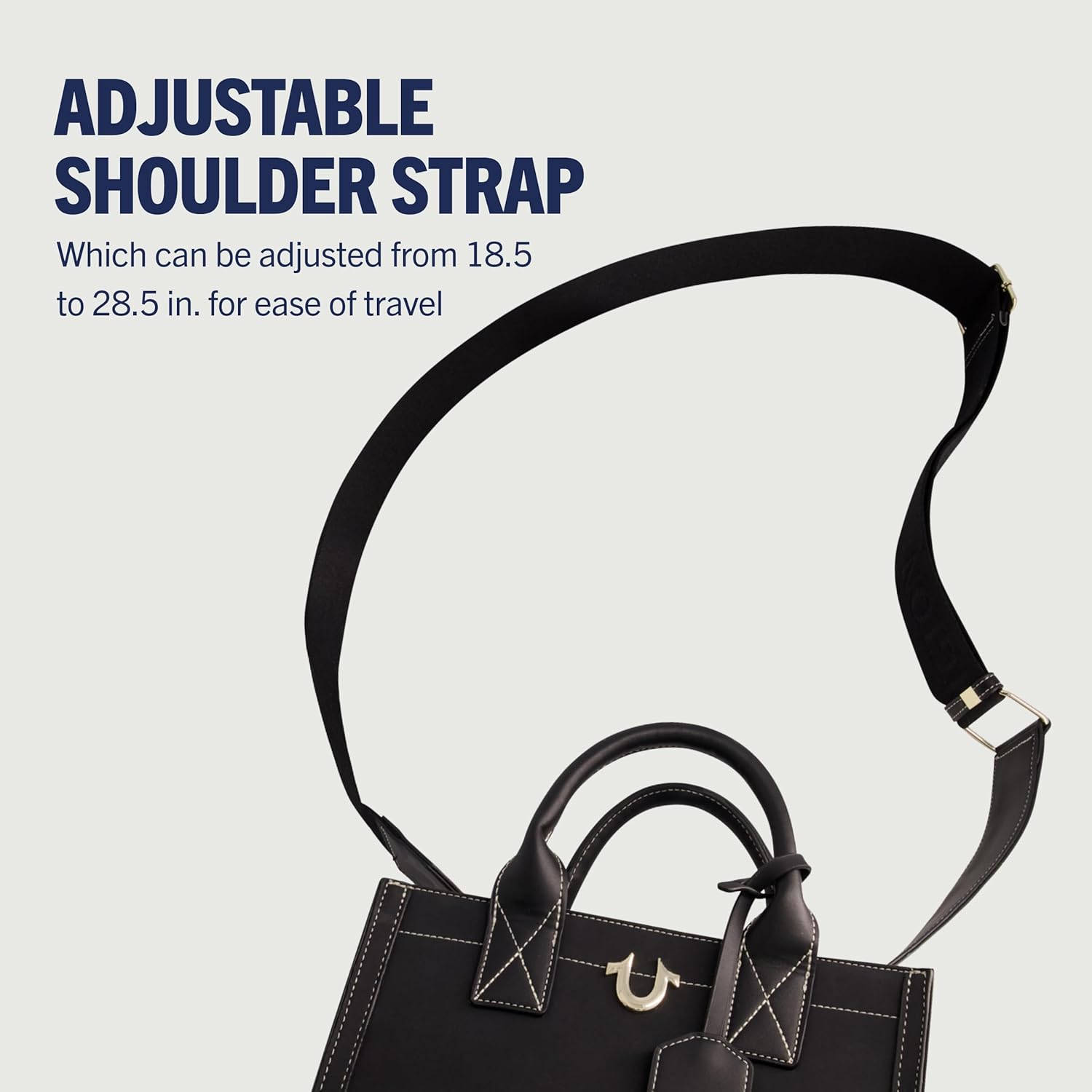 True Religion Women's Tote Bag, Faux Suede Medium Travel Purse Handbag with Adjustable Shoulder Strap and Horseshoe Logo - Image 4