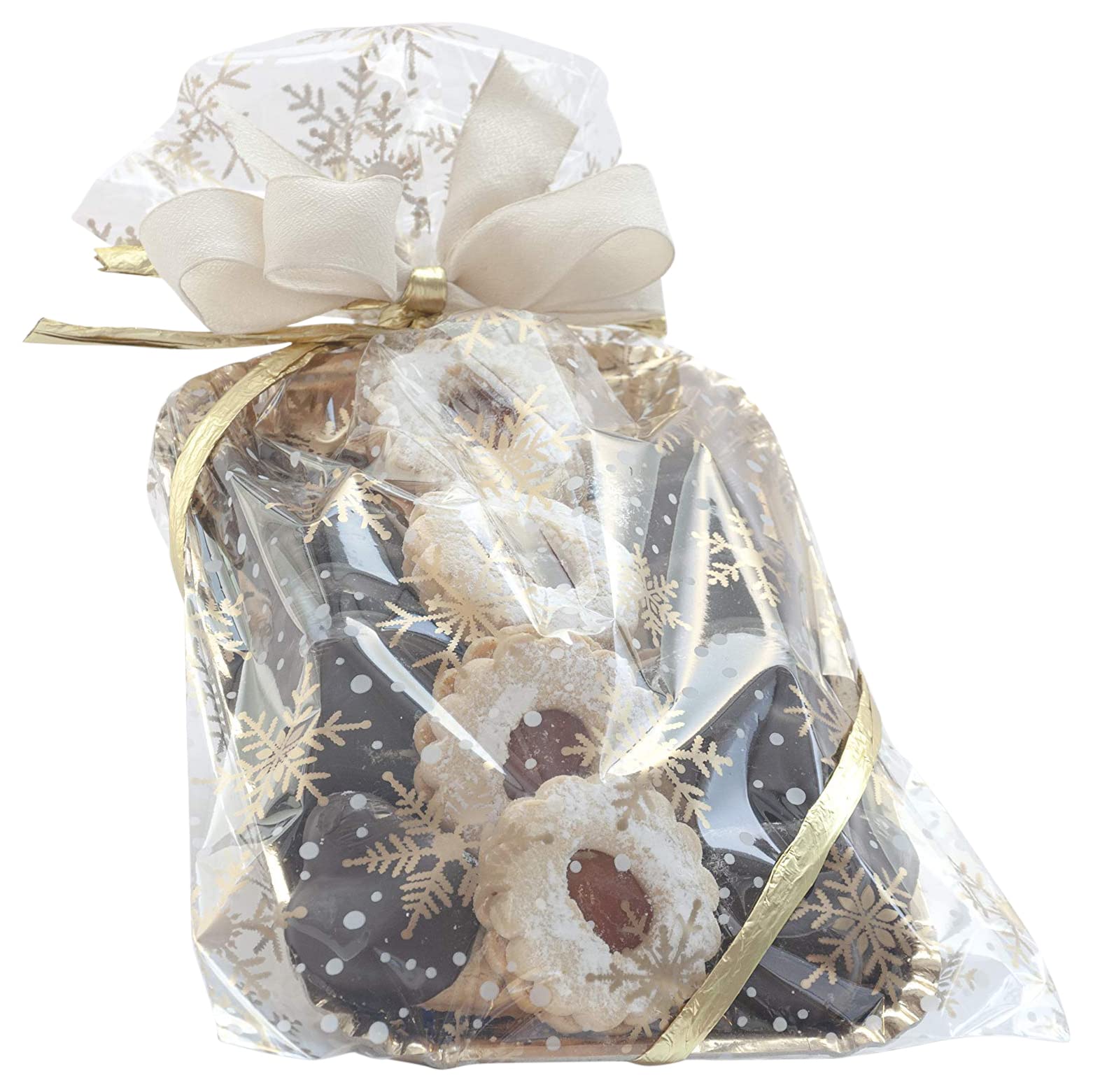 Italpak Transparent Food Bags for Dolceneve Food Pack of 50 25x40 cm Gold/White