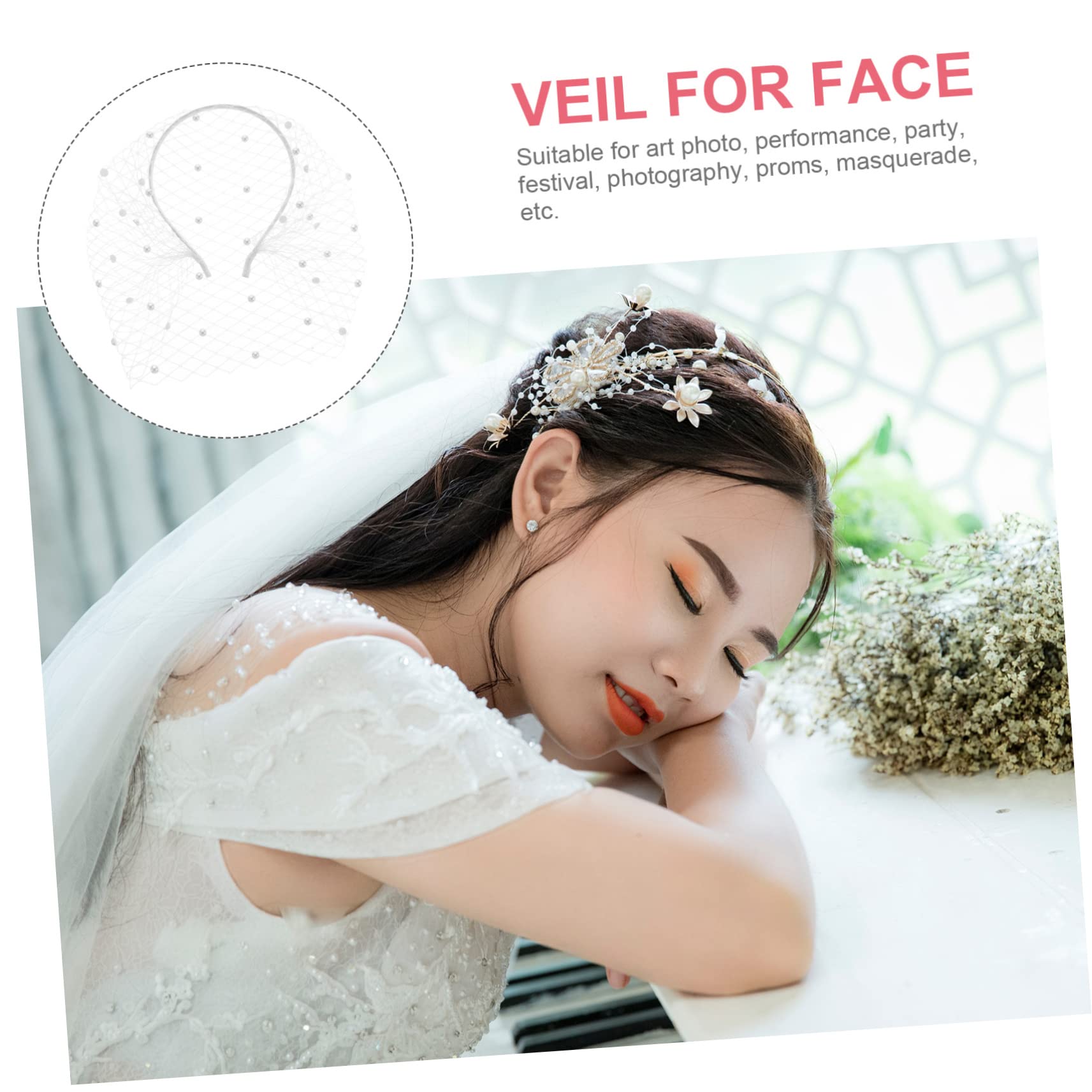 LIFKOME 5 Piezas velo de novia diademas accesorios para el cabello de baile tocado de boda para novia velo para la cara velo de niñas velo con diadema de malla diadema nupcial Metal