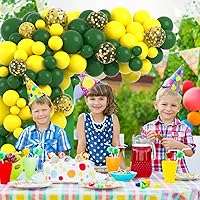 Vista 5 de Kit de arco de guirnalda de globos verde oscuro y amarillo, globos retro verdes y amarillos, globo de confeti dorado para cumpleaños 2026