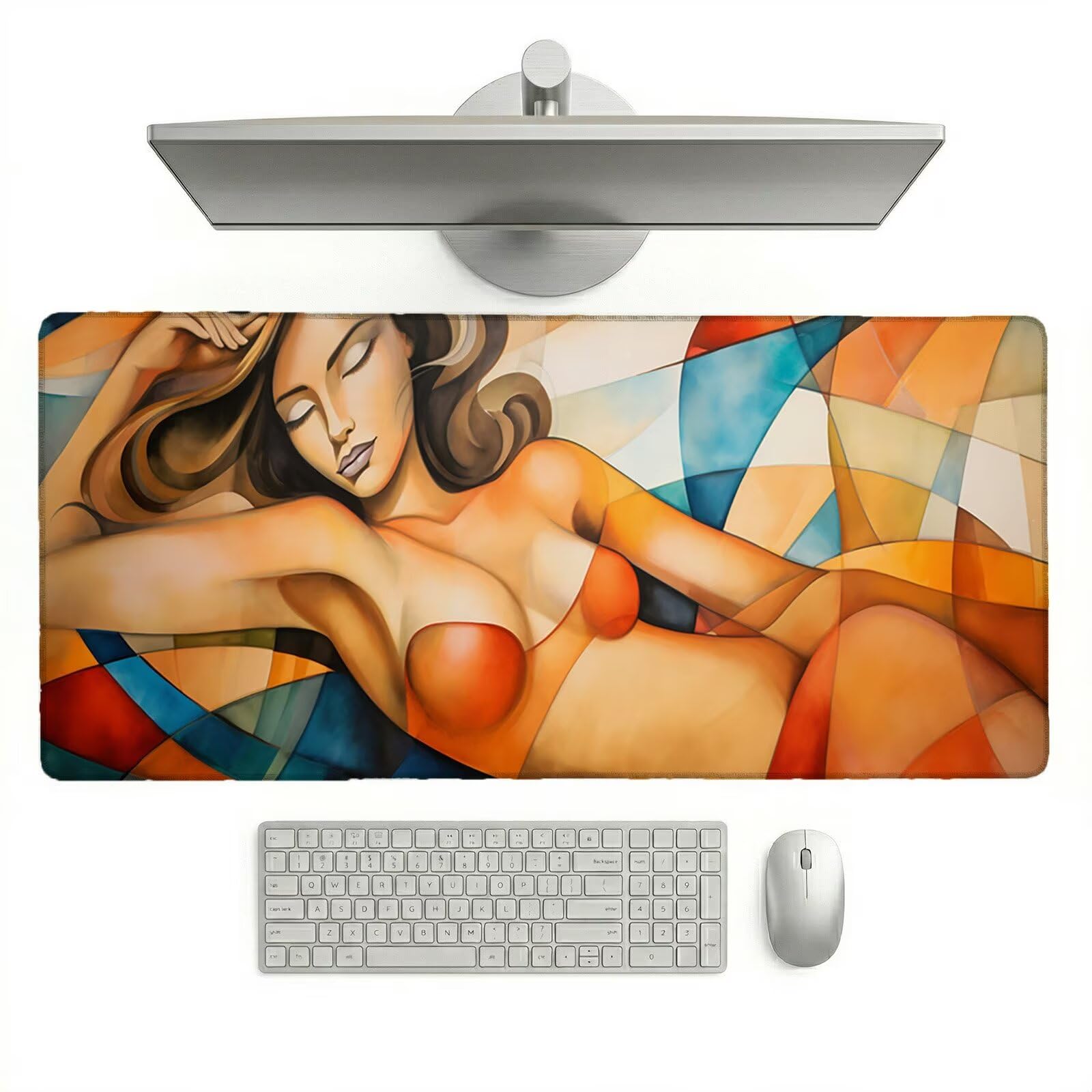 Tappetino Mouse XXL 1200 x 600 x 3 mm, Sottomano Scrivania, Astratto Grande Tappeto da Tavolo con Base in Gomma Antiscivolo e Bordi Cuciti, Impermeabile, per Ufficio/Computer/Gaming (Bellezza) L-x1374