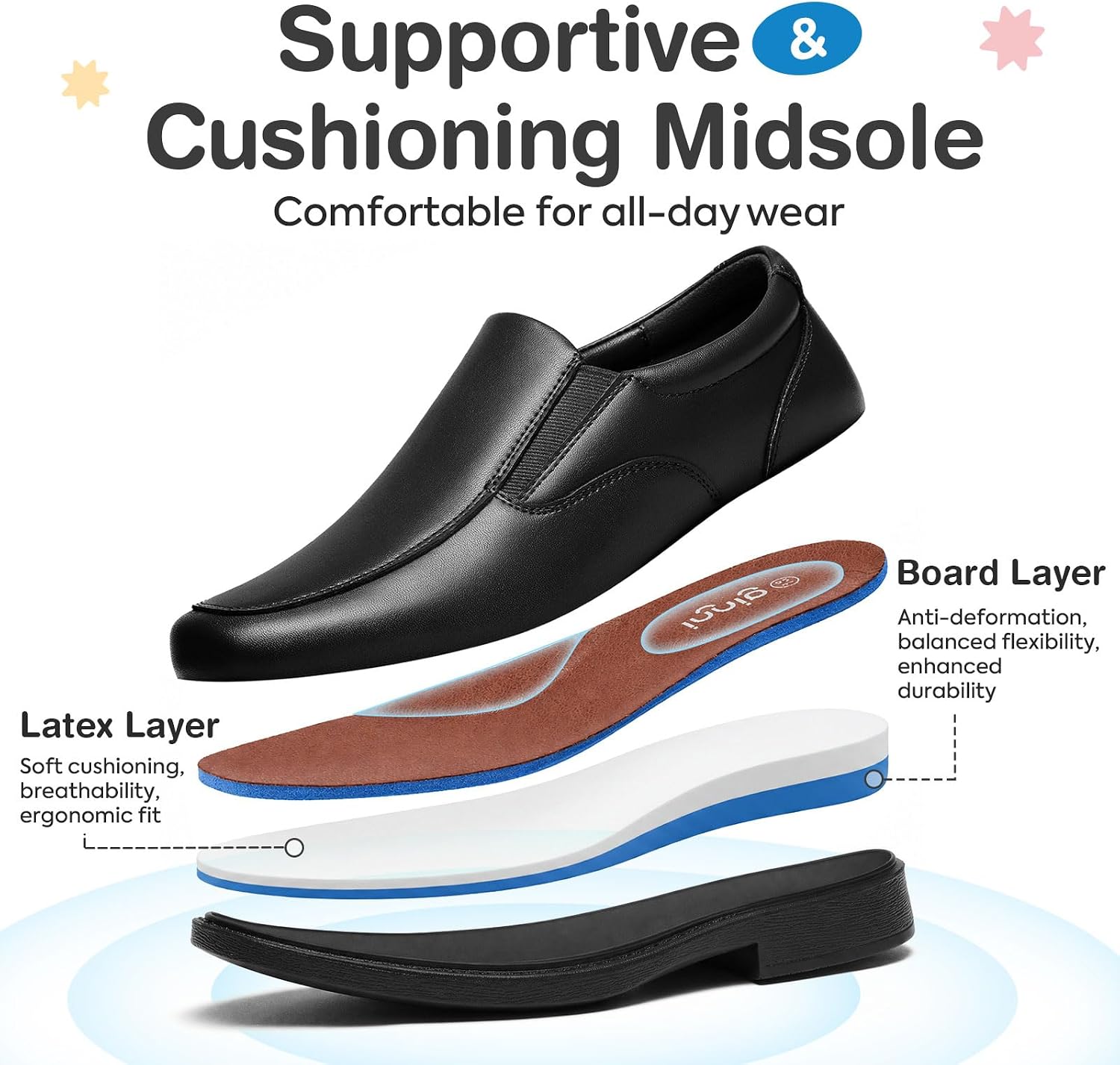 GINNI Boys Slip-On Dress Shoes Kids Comfortable Moccasin Square Toe Loafers image 4