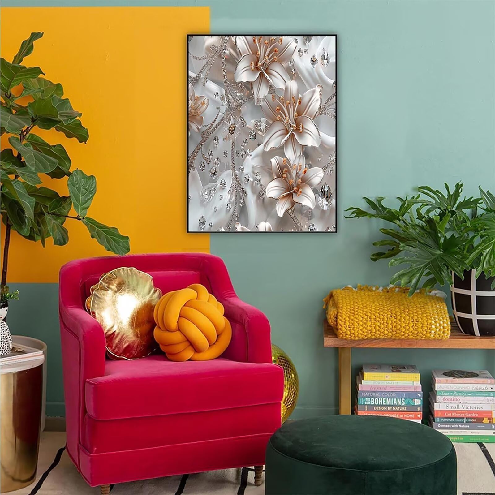 Diamond Painting Regalo, Diamond Painting Erwachsene Giglio Bastelset, DIY Diamant Malerei Runder Vollbohrer Diamanten Kinder Malerei Stickerei Kreuzstich Dekoration, Geschenk 90x120 cm PJY9 6-U