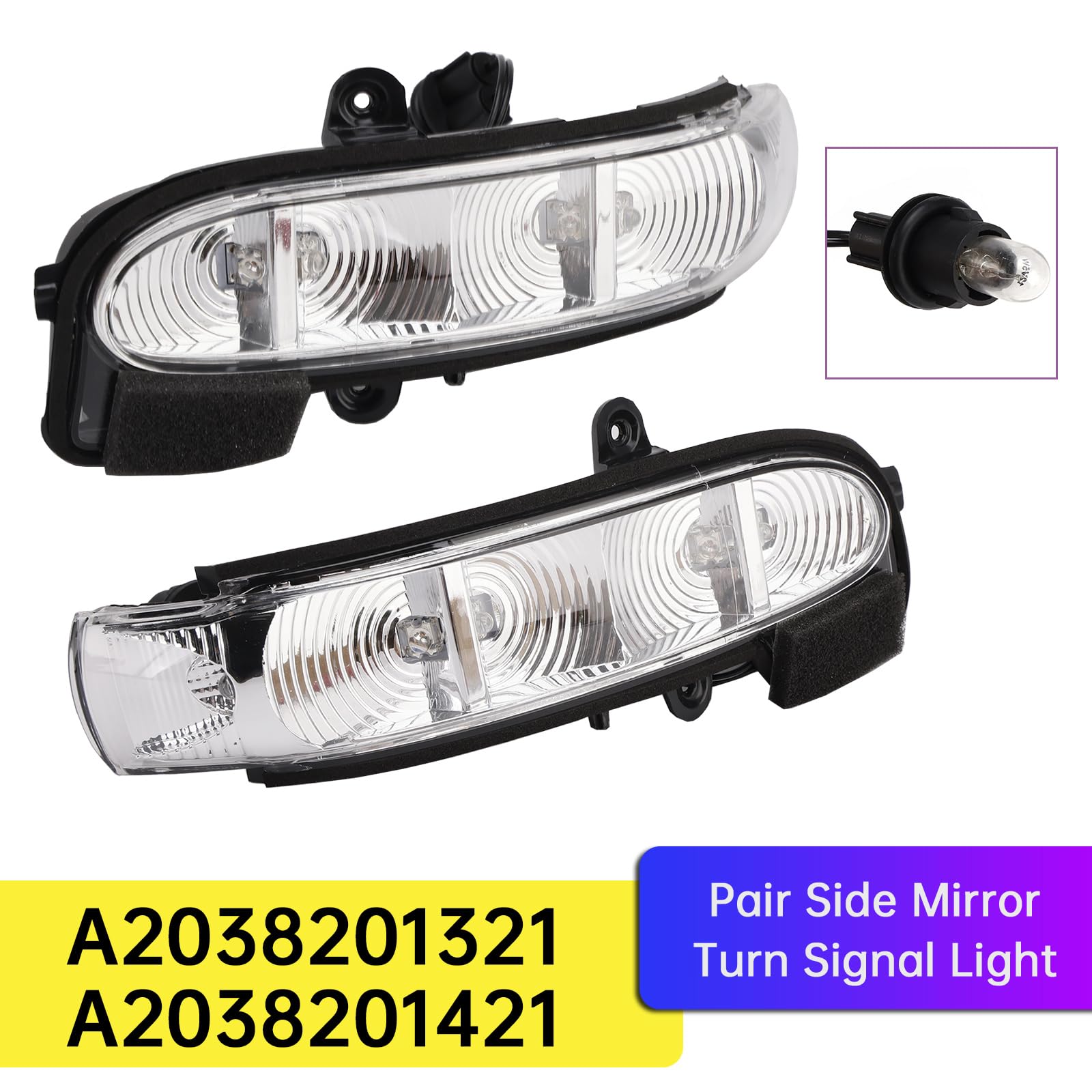 Topteng Pair Side Mirror Turn Signal Light A2038201321 A2038201421 fit für Mercedes-Benz E-Class W211 S211 2002-2006 Facelift, G-Class W463 Facelift