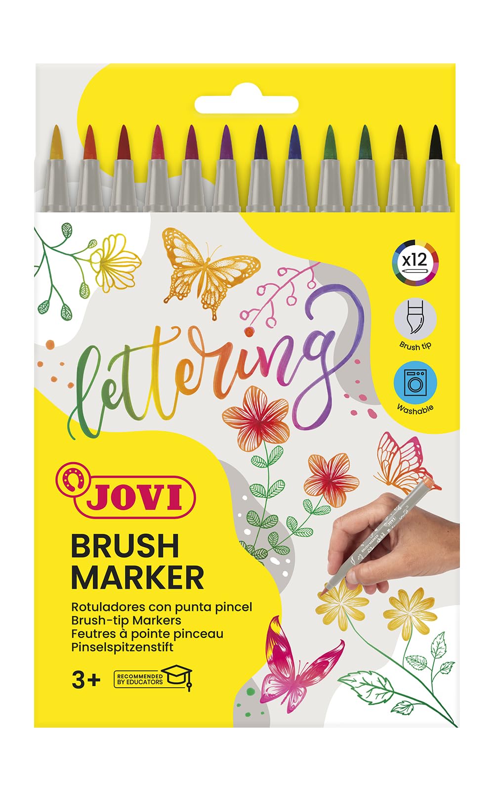 Jovi - BRUSH MARKER - Lettering markers with brush tip, case with 12 colors (1312)