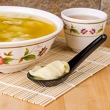 E-Ezra Unbreakable Pure Melamine Soup Spoons (13.5 cm), Pack of 6 (Black)