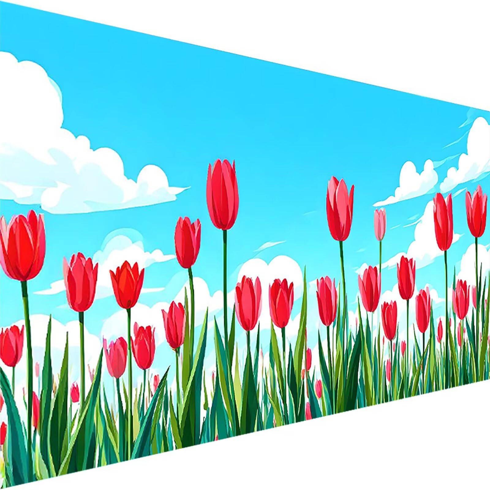 Malen nach Zahlen Kinder Tulpe Malen Nach Zahlen Erwachsene, Geschenke für Mädchen Junge Bastelset Set, Malen nach Zahlen Blume | Malen nach Zahlen Ohne Rahmen, (60x120cm) Bastelset Erwachsene 0-O