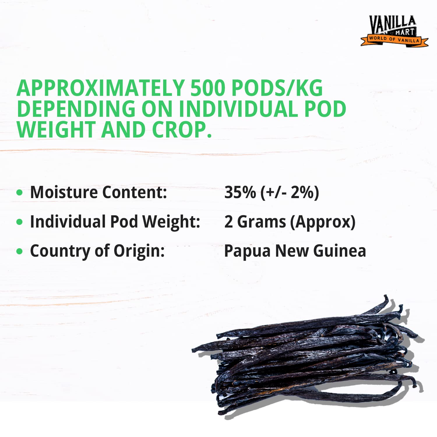 Vanilla Mart Papua Nueva Guinea (PNG) vainilla 50 Pods