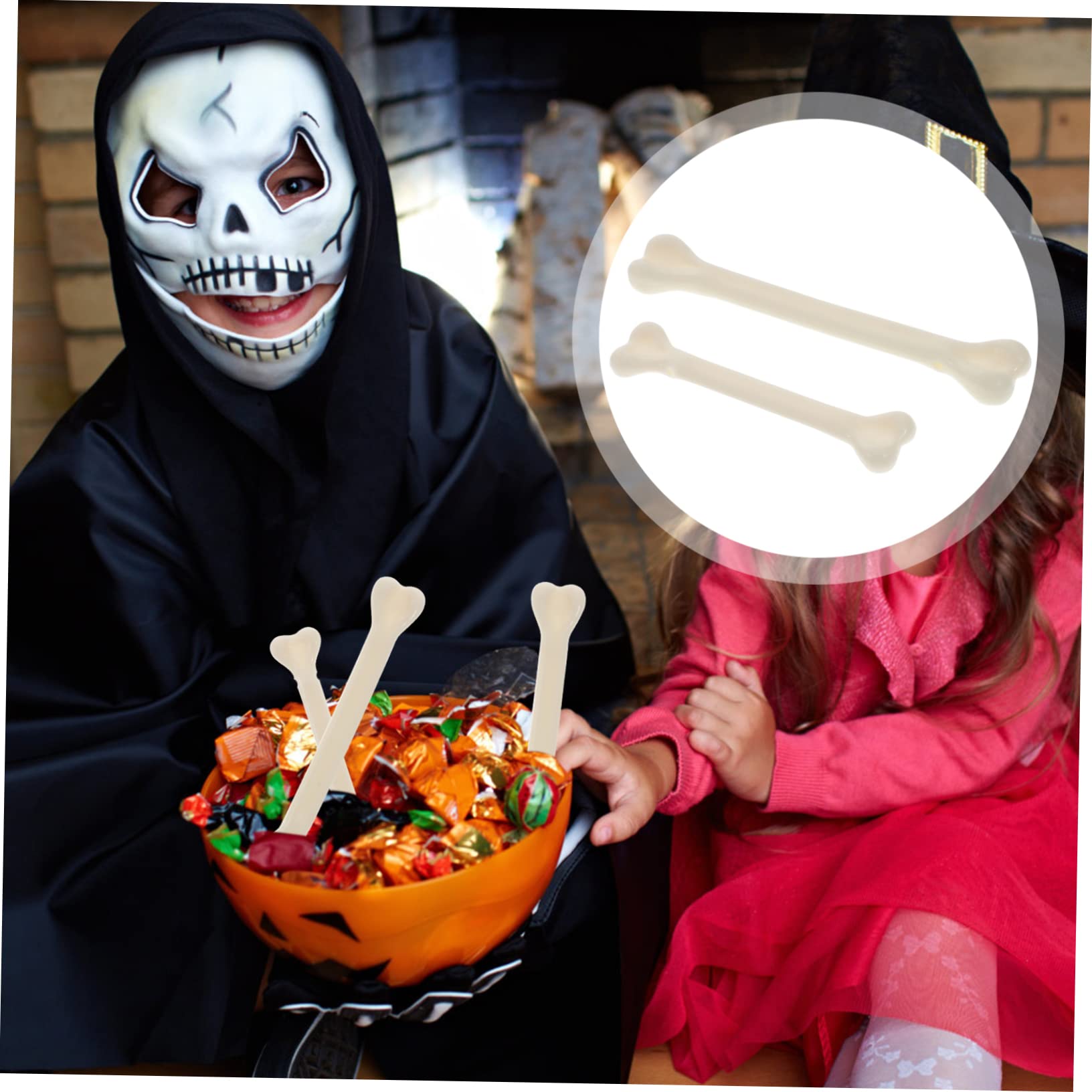 36 Pièces Os En Plastique Pour Déco Halloween - Mini Os Blancs Avec Trou - Pour Colliers, Bracelets, Déco