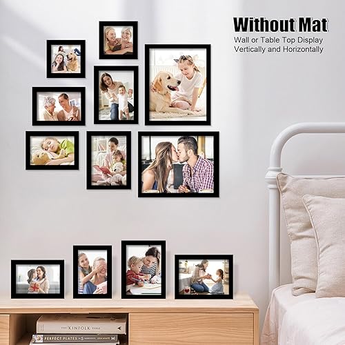 Miniatura 6 de Egofine Paquete de 12 marcos de pared negros para galería, de madera maciza, collage, decoración de pared para decoración del hogar, colgar o