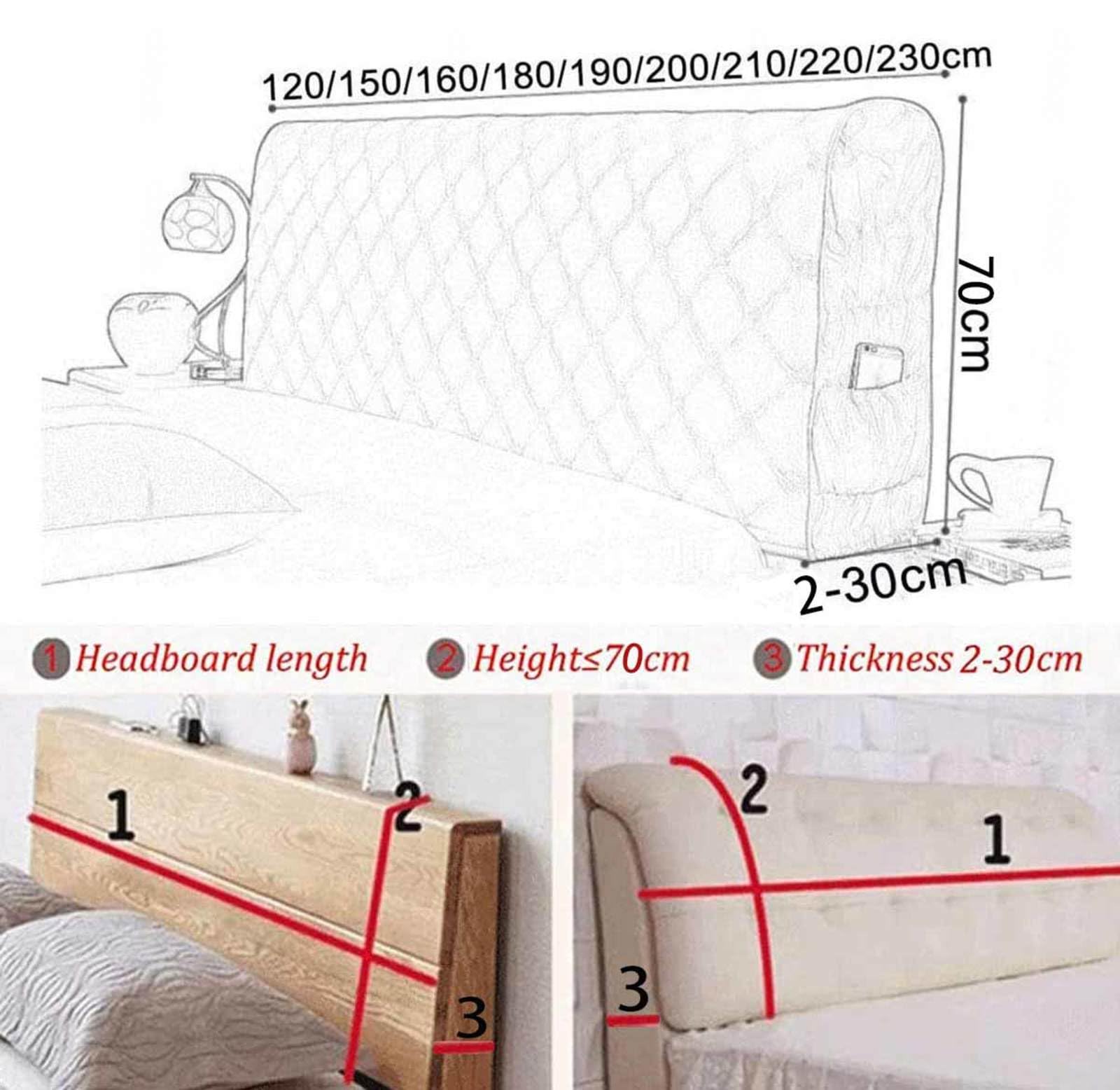 Copritestiera Letto Copertura/Copri Testata Letto Matrimoniale/Singolo Imbottito Schienale Cuscino Spalliera Per Letto Divano Velluto Imbottito Anticollisione Protezione Fodera ,champagne-150cm