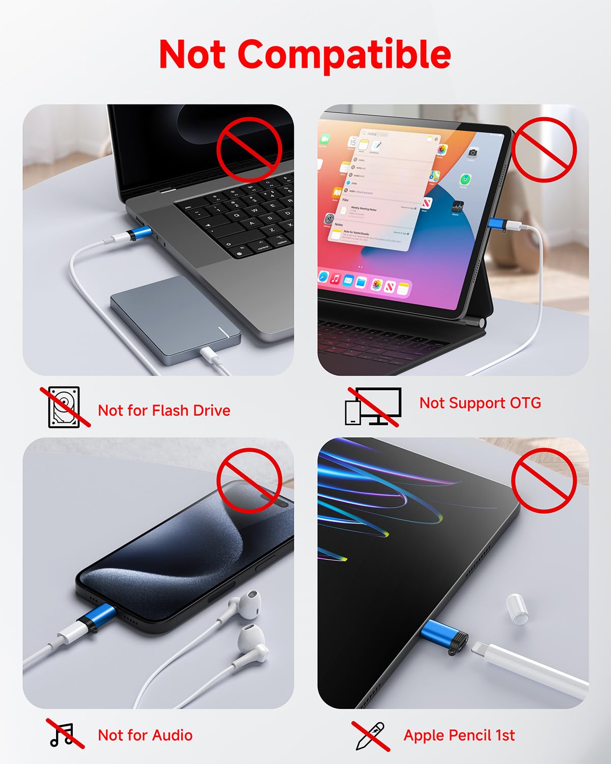 LERTOSEN Lightning to USB C Adapter 4 Pack, Fast Charging & Data Sync for iPhone 15/16/17 Pro/Pro Max, Charger Adapter Accessory (Not for Audio/OTG)-Blue: 4 Pack Blue