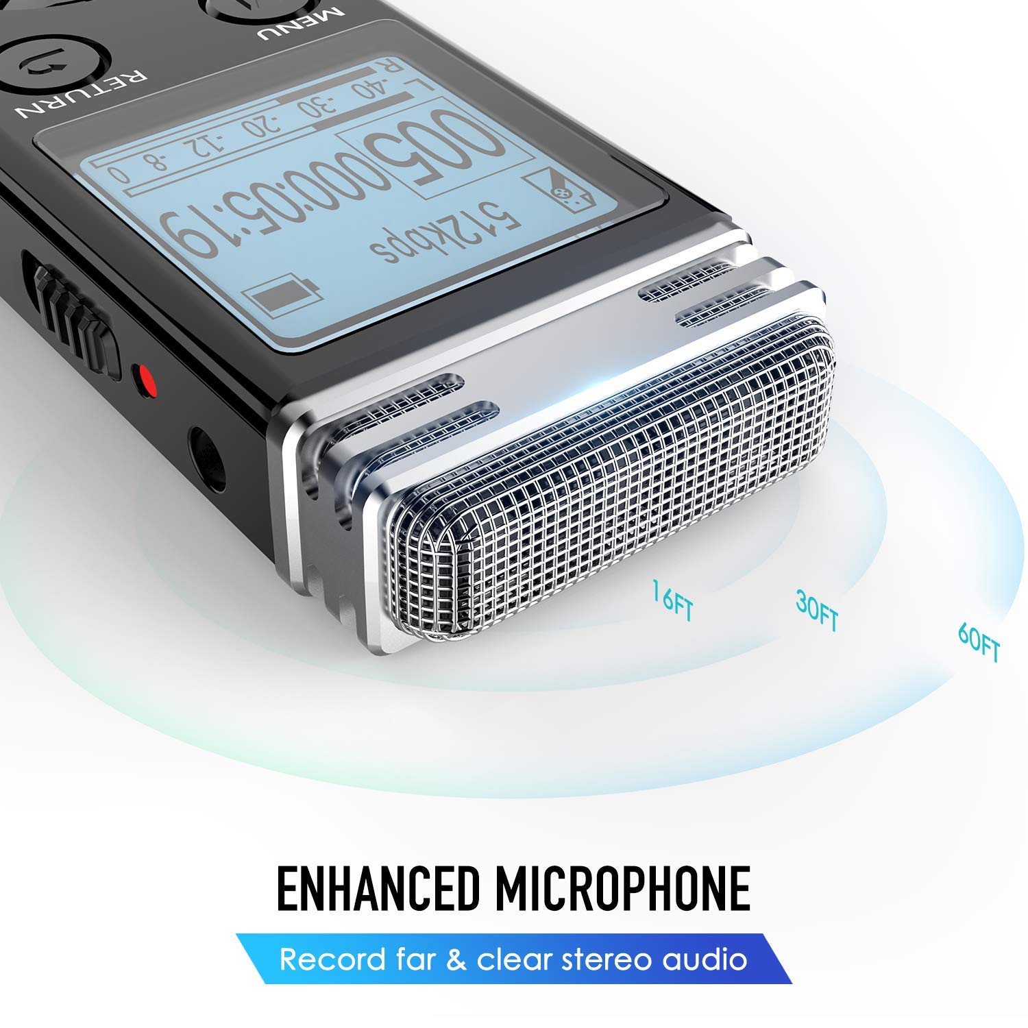 EVISTR V508 enhanced microphone with sound wave illustration