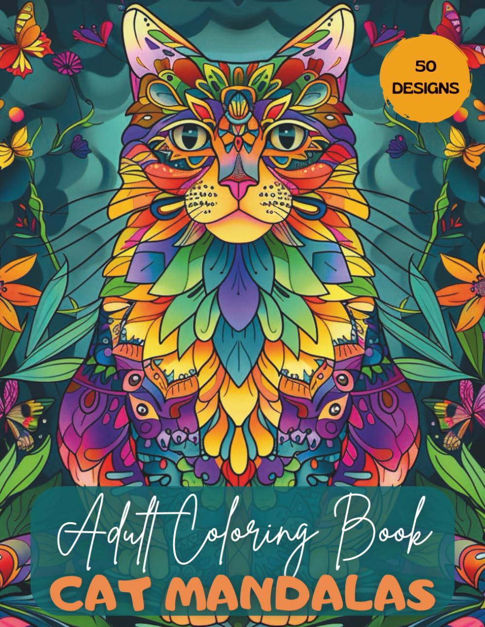 Cat Mandalas: Adult Coloring Book for Relaxation and Stress Relief
