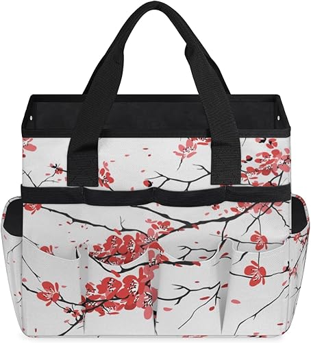 Miniatura 2 de Watercolor Flower Branches Garden Tool Tote Bag for Women Men Gardening Tool Storage Bags with 10 Pockets Standable Garden Home Tool Kits Organizer