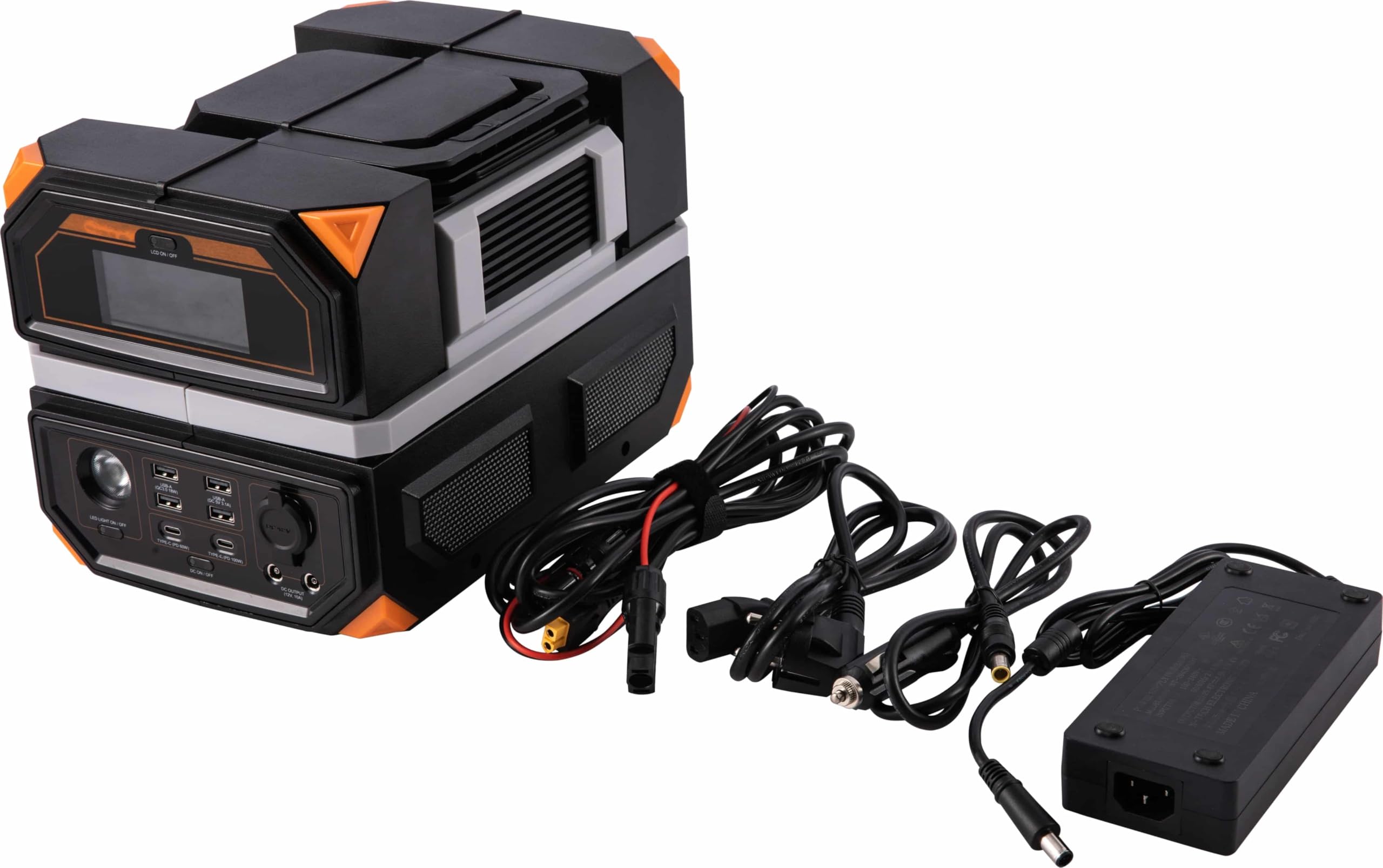 Technaxx 600W Powerstation avec 2X Prise 230V, 6X USB, 2X DC 12V, 1x Prise Allume-Cigare DC, capacité 504Wh, Les Voyages et Le Camping - Onde sinusoïdale Pure, Centrale électrique Portable TX-202